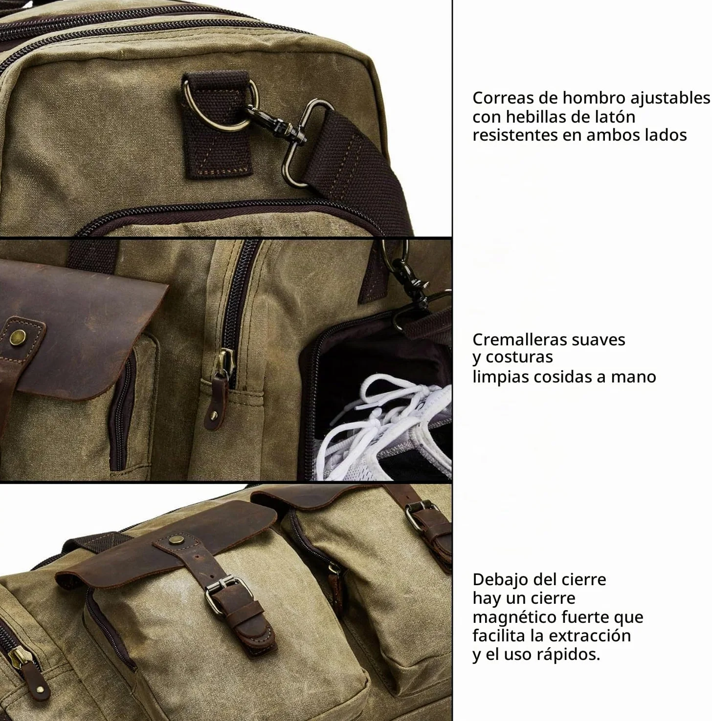 Bolsa de Viaje de Lona Impermeable con Compartimento para Zapatos, Bolso de Fin de Semana Vintage para Hombre y Mujer, Gran Capacidad, Multiusos para Negocios, Gimnasio y Actividades al Aire Libre