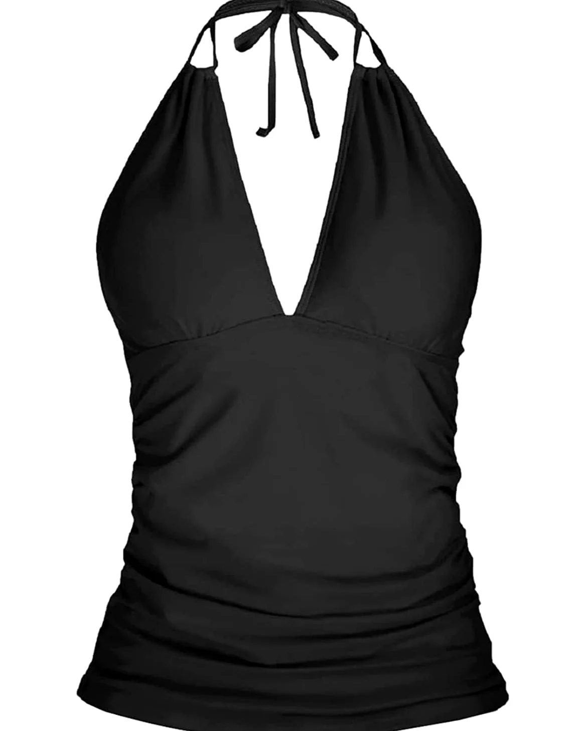 Yonique Traje de baño con cuello en V y cuello halter para mujer, control de abdomen