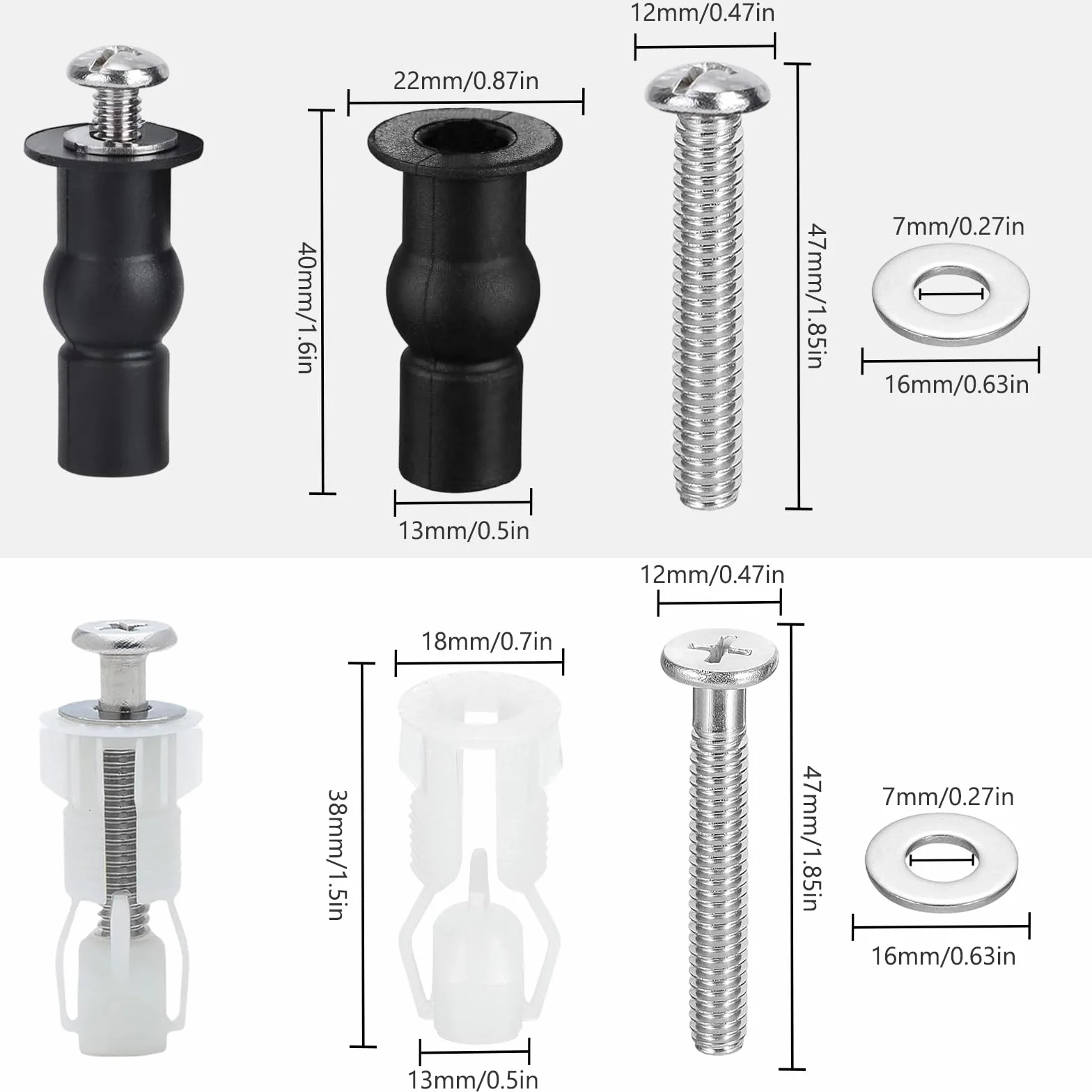 Tornillos Tapa WC, Anclaje Tapa WC, Pernos de Fijación de Asiento de Inodoro 8 Piezas