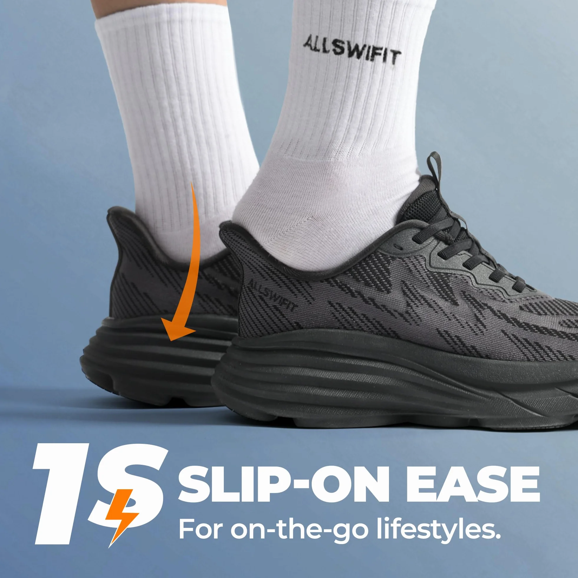 ALLSWIFIT Zapatillas de senderismo para mujer, sin cordones, con cojín manos libres, para correr, tenis, SwiftPlush antideslizantes, cómodas, para entrenamiento, gimnasio, atléticas, a la moda