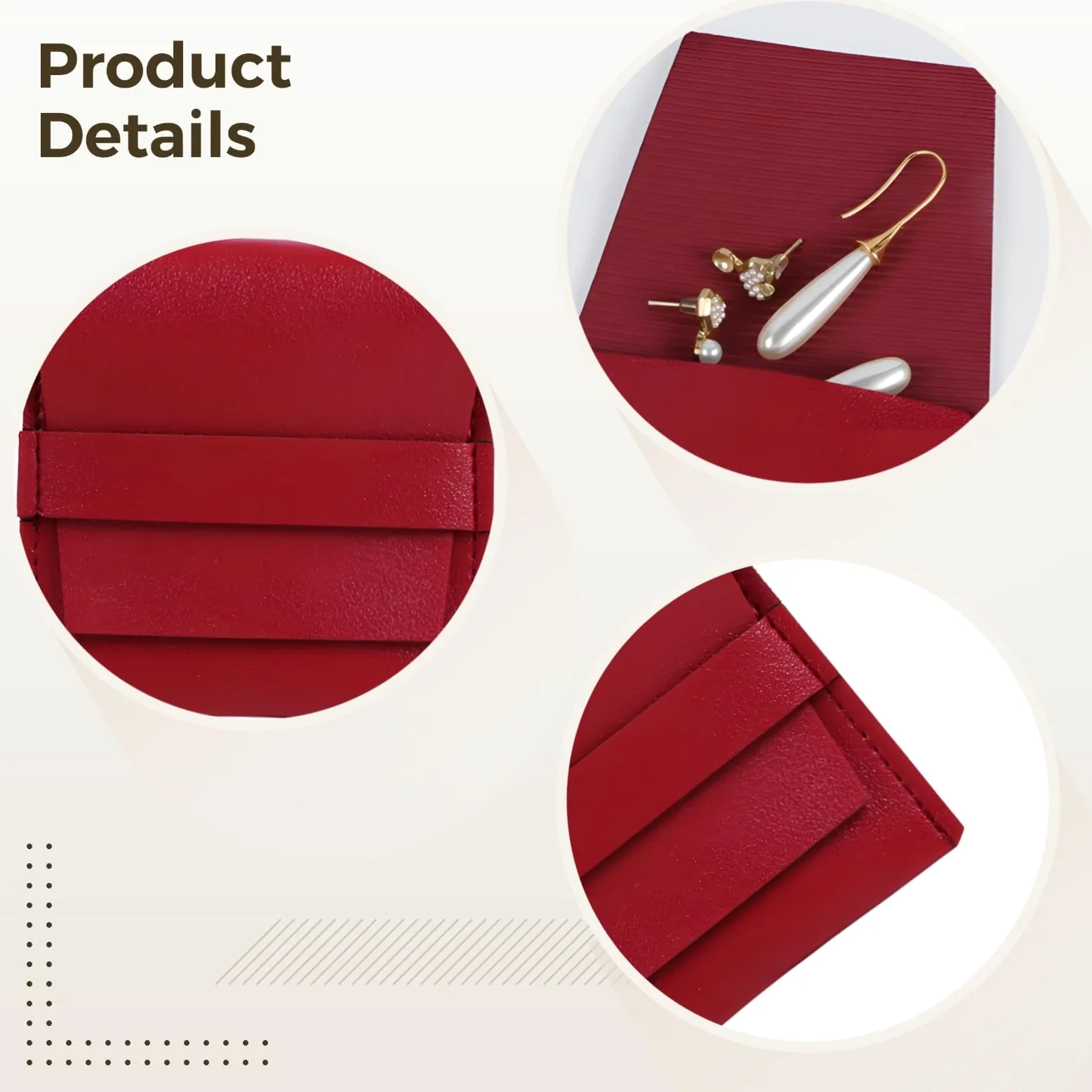 50 bolsas de microfibra para joyas, bolsas de joyería de piel sintética, bolsas de embalaje estilo sobre, bolsas de almacenamiento para anillos y collares, 3.1 x 3.1 pulgadas, color rojo