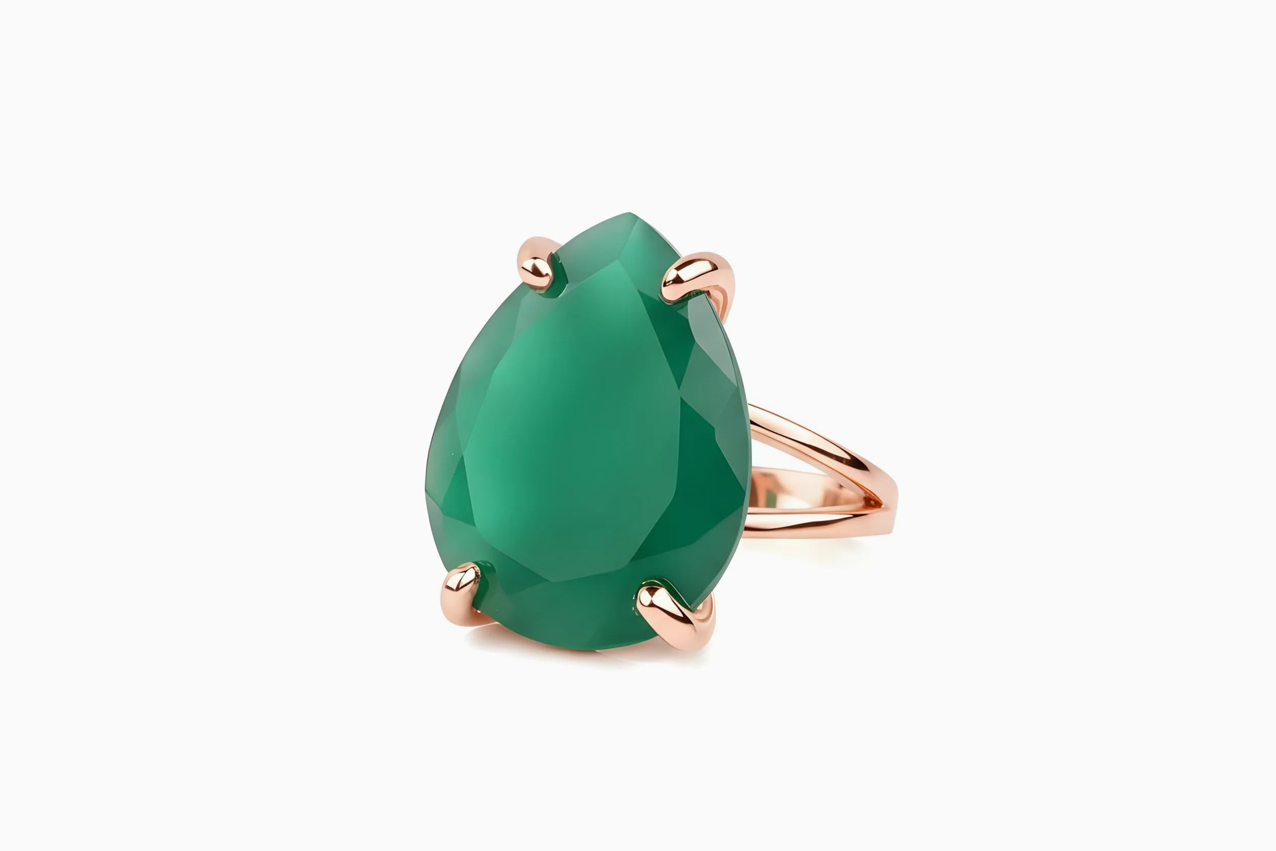 Anillos de Gemas - Anillo de Ónix Verde en Oro Rosa - Joyas de Declaración para Mujeres - Joyas Formales, Casuales y de Regalo para Hermana, Mamá, Amiga, Pareja - con Caja de Regalo