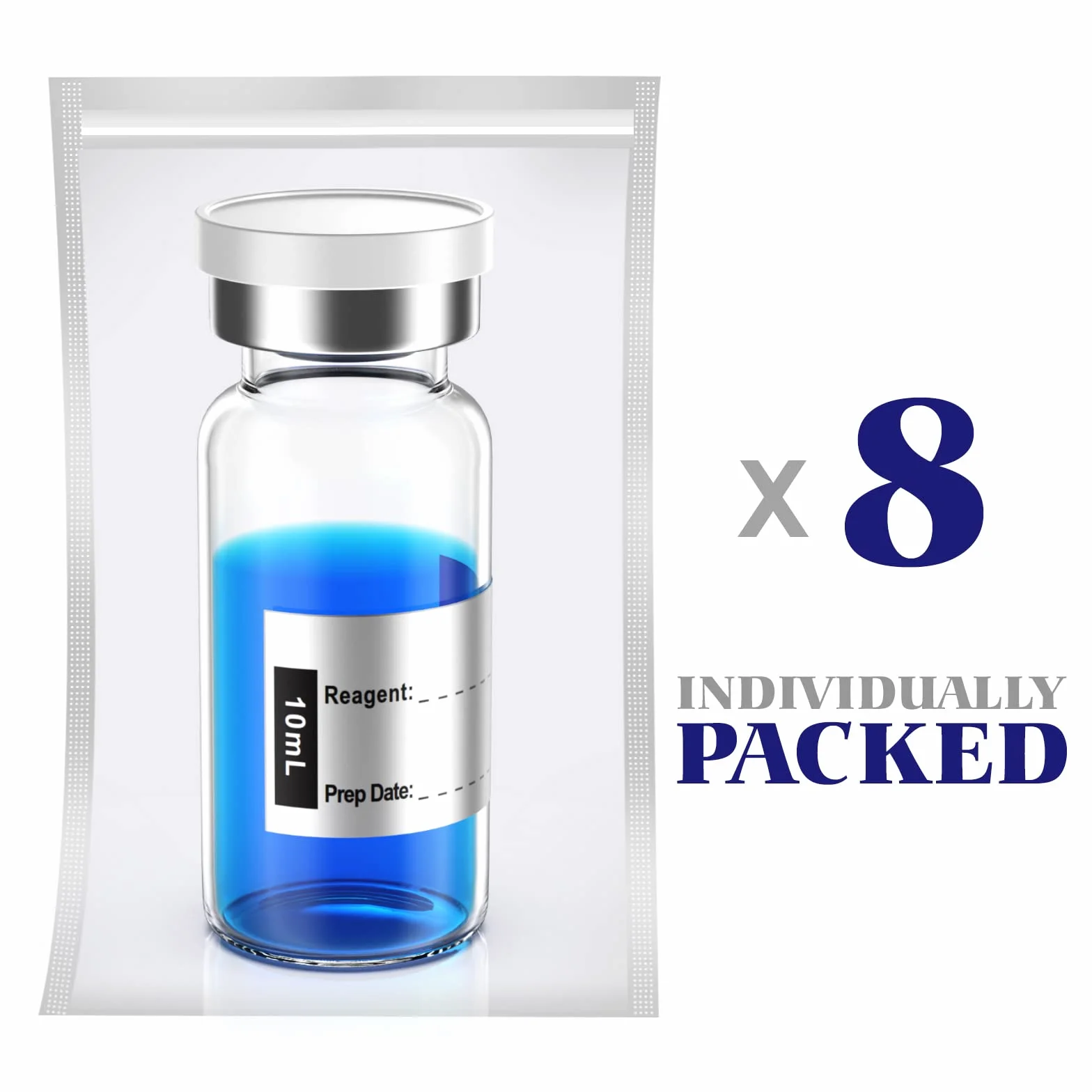 Biomed Solutions Vial estéril vacío sellado 10 ml 8 unidades vidrio borosilicato tipo 1