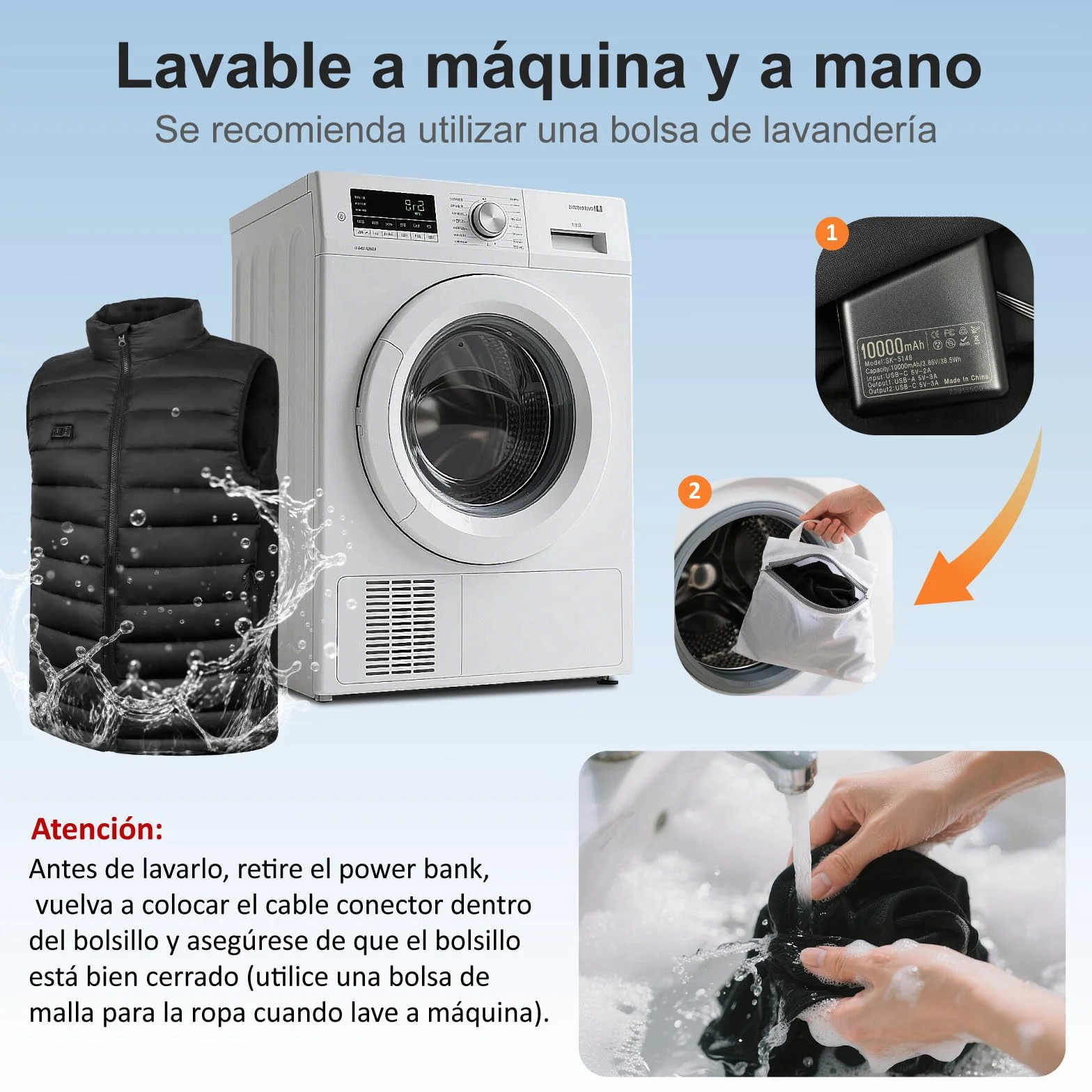 seenlast Chaleco Calefactable Mujer con Batería 10000mAh, 4 Zonas Calefactables 3 Niveles Temperatura Ajustables, Lavable, Chaleco Térmico Eléctrico Ligero de Invierno para Exteriores