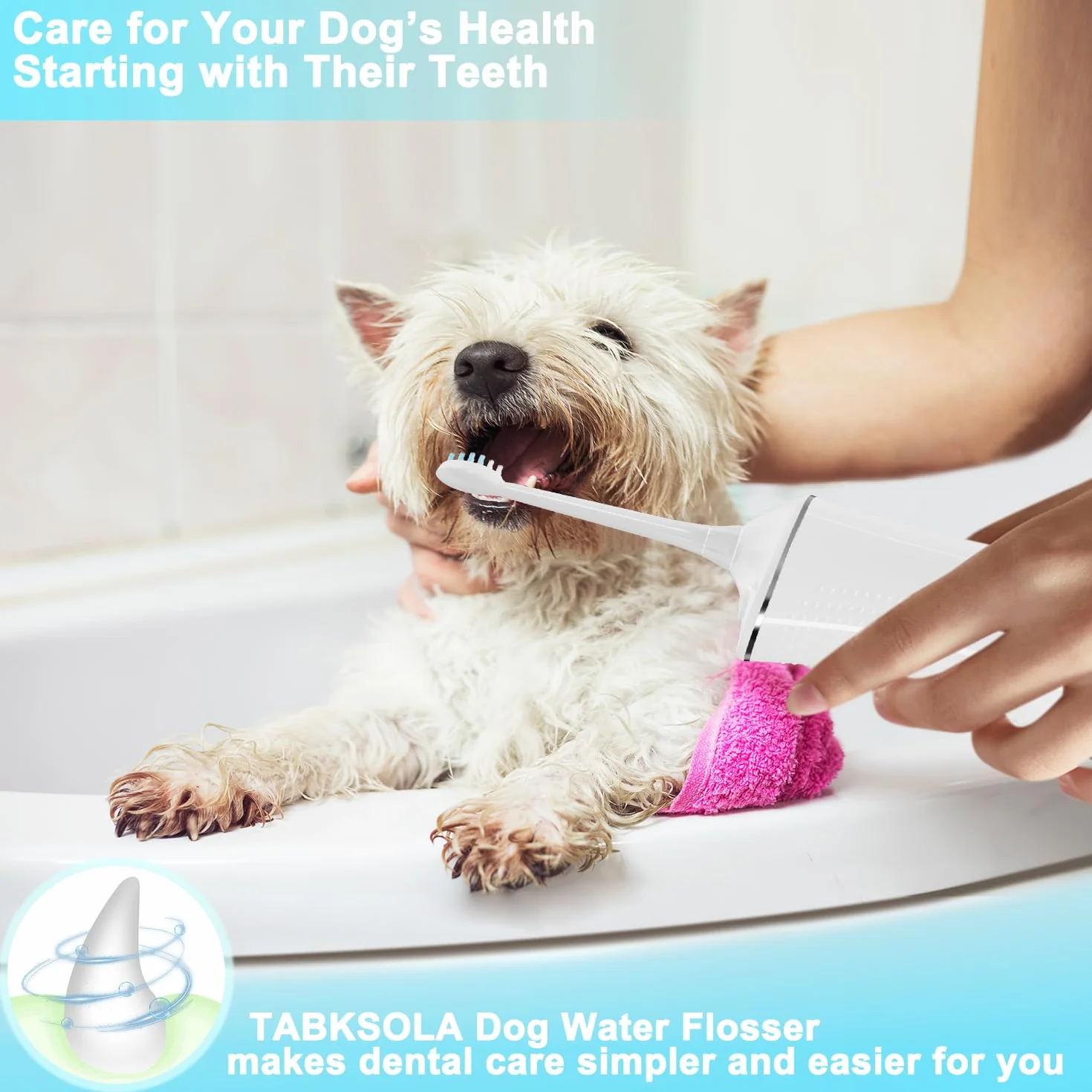 Irrigador Dental para Mascotas IPX7 300 ml 6 Boquillas 4 Modos Limpiador Eléctrico