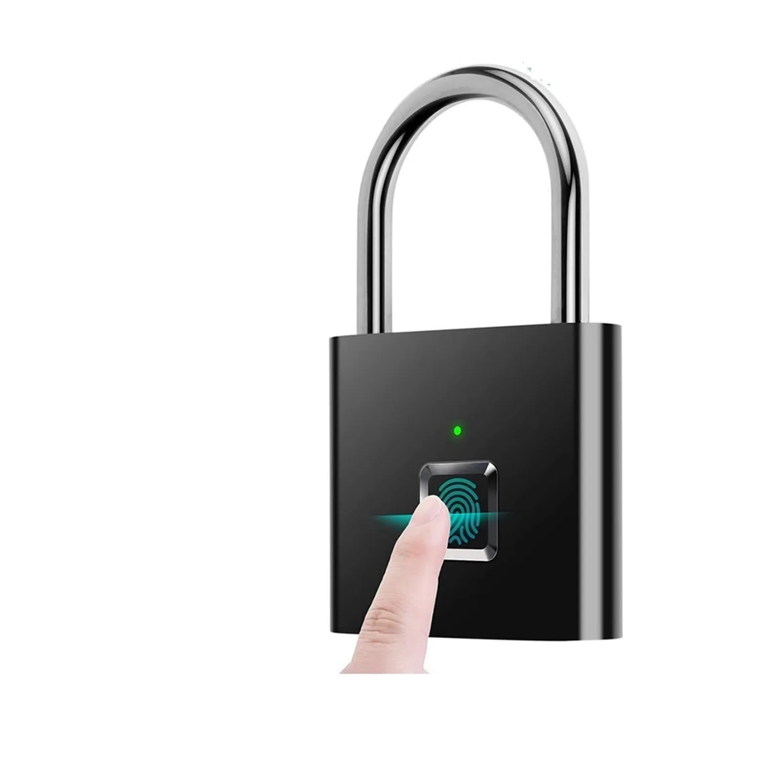 Candado sin llave con huella dactilar, La aplicación biométrica de la aleación del cinc del candado elegante recargable de la huella dactilar del USB desbloquea IP65 multicolor(Matte Black)