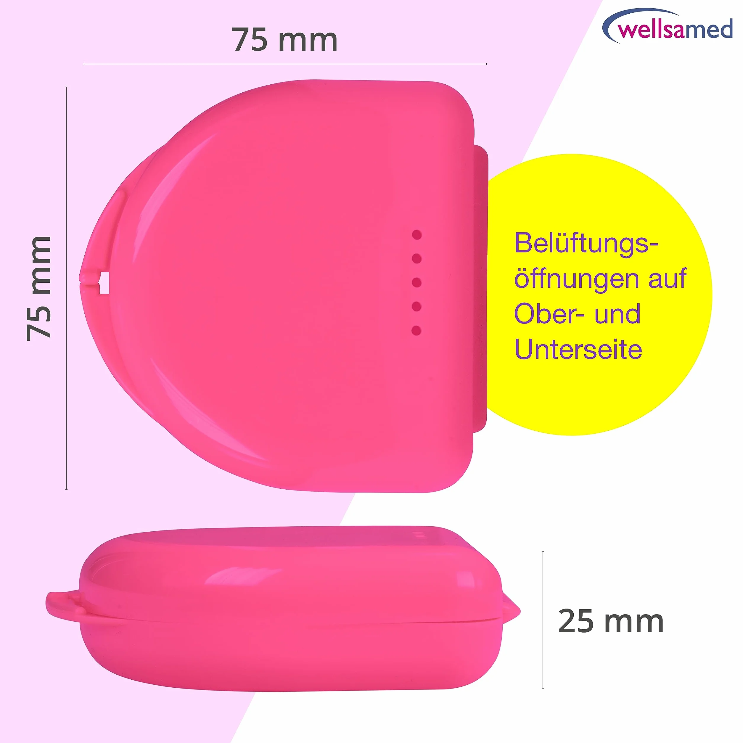 Wellsamed KFO Classic Caja para guardar aparatos ortopédicos o guías dentales rosa