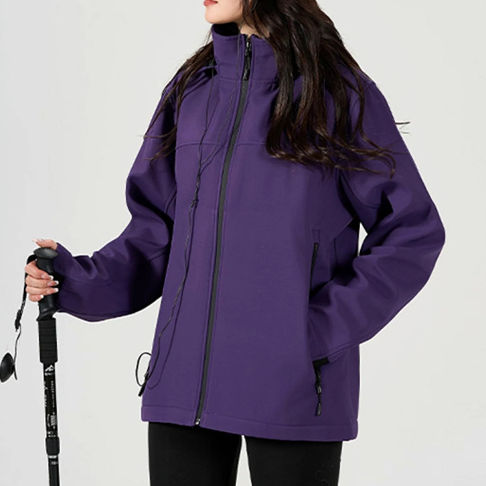 Generisch Chubasquero para mujer, impermeable, transpirable, para exteriores, montañismo, ropa deportiva con capucha, informal, senderismo, chaqueta de lluvia de longitud media, chaqueta cortavientos
