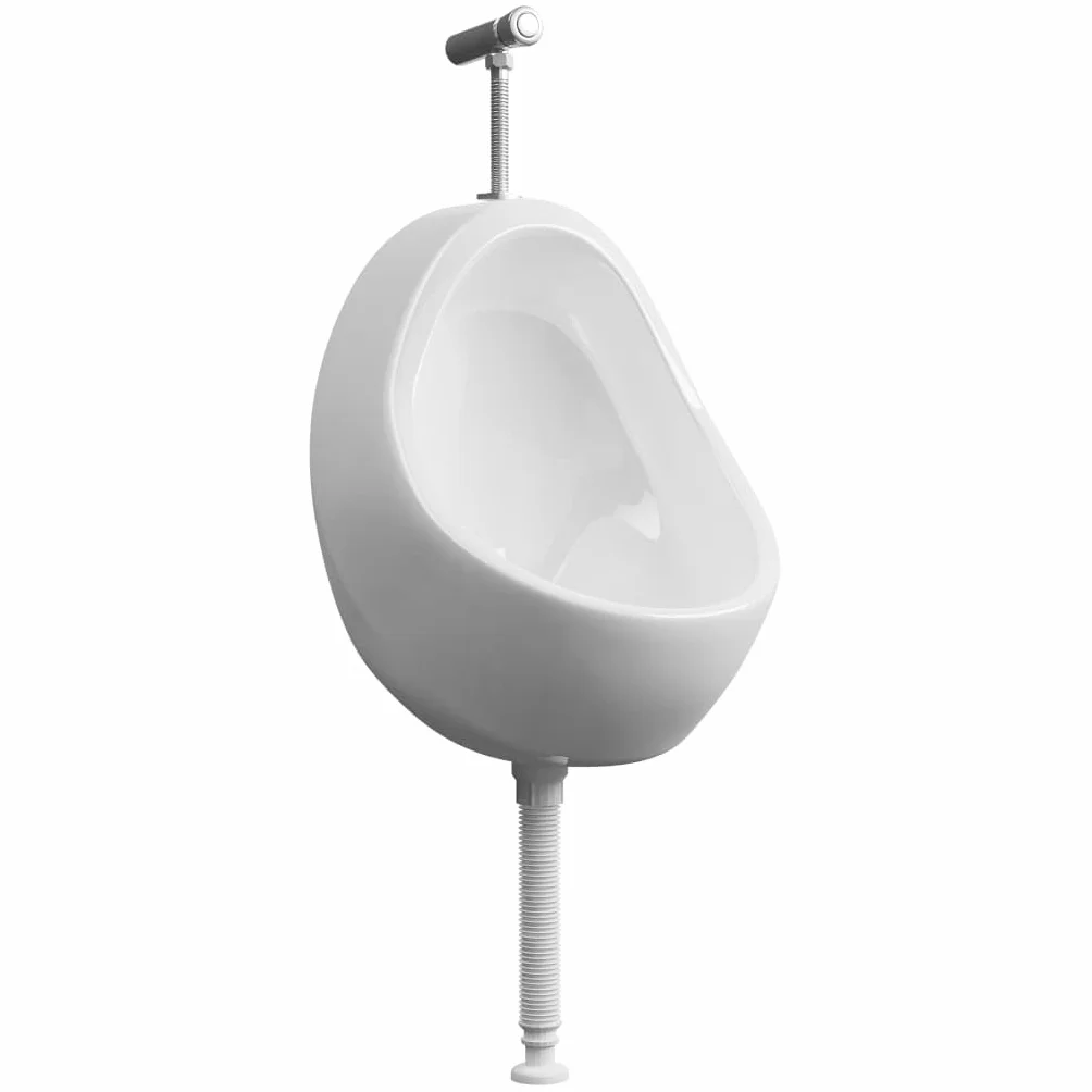 vidaXL Urinario Porcelana Montaje Pared Masculino Válvula Sifón Descarga Tubo Desagüe Conjunto Inodoro Cerámica Blanco