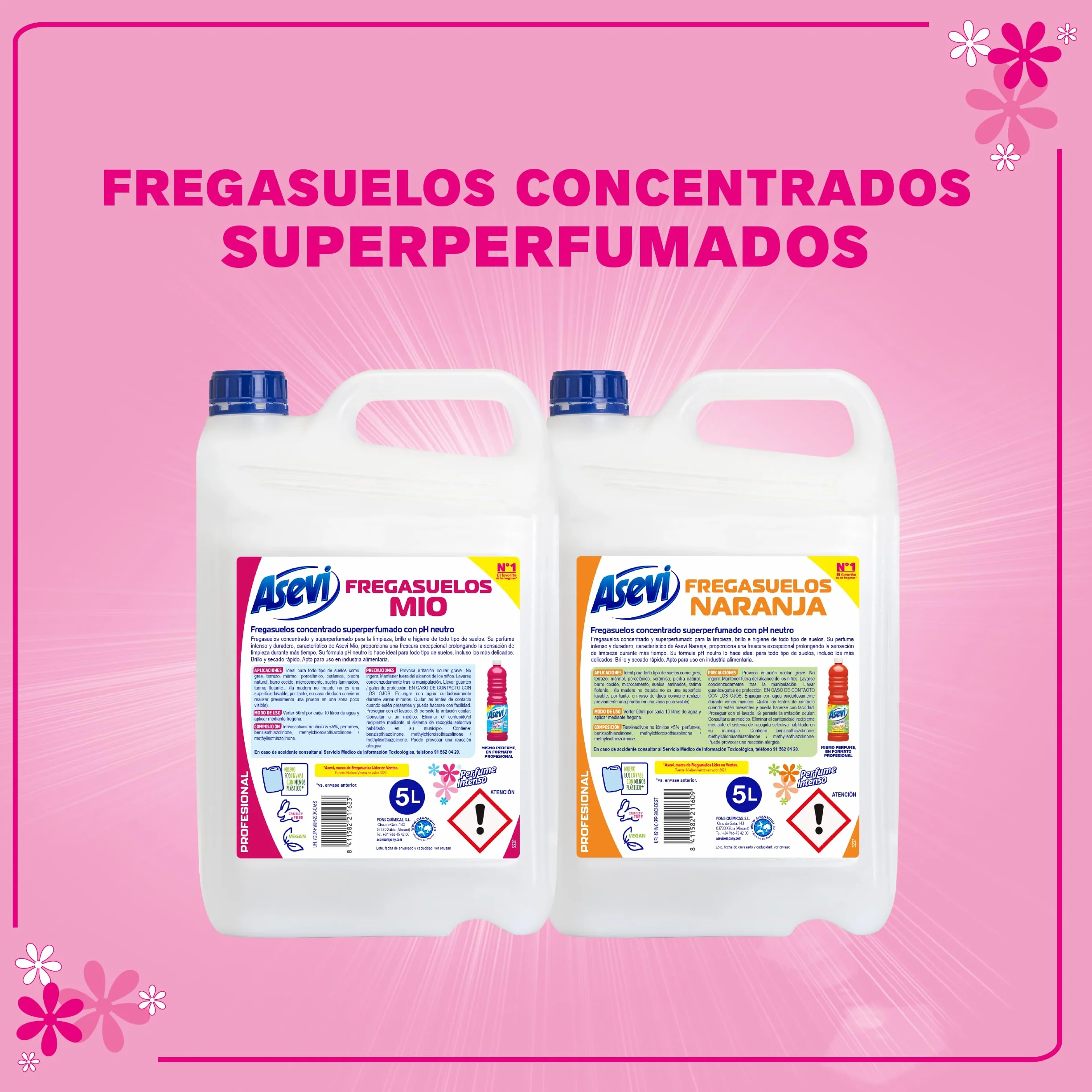 Asevi Fregasuelos Perfumado Naranja Concentrado 5 Litros pH Neutro