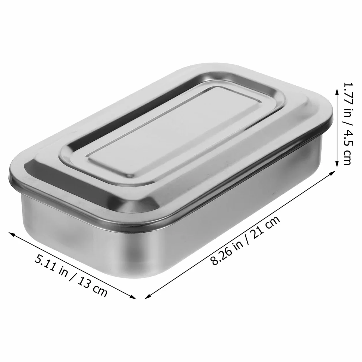 Bandeja de Acero Inoxidable para Instrumentos Médicos y Odontológicos Caja de Esterilización 8.26x5.11x1.77 Pulgadas