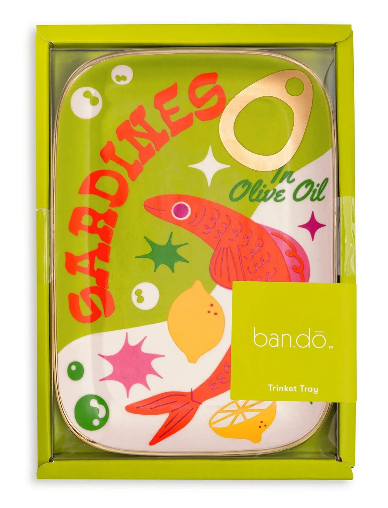 ban.do Bandeja de baratijas, plato de cerámica para joyas, bandeja decorativa pequeña para llaves o decoración, bonita bandeja de atrapasueños, sardinas