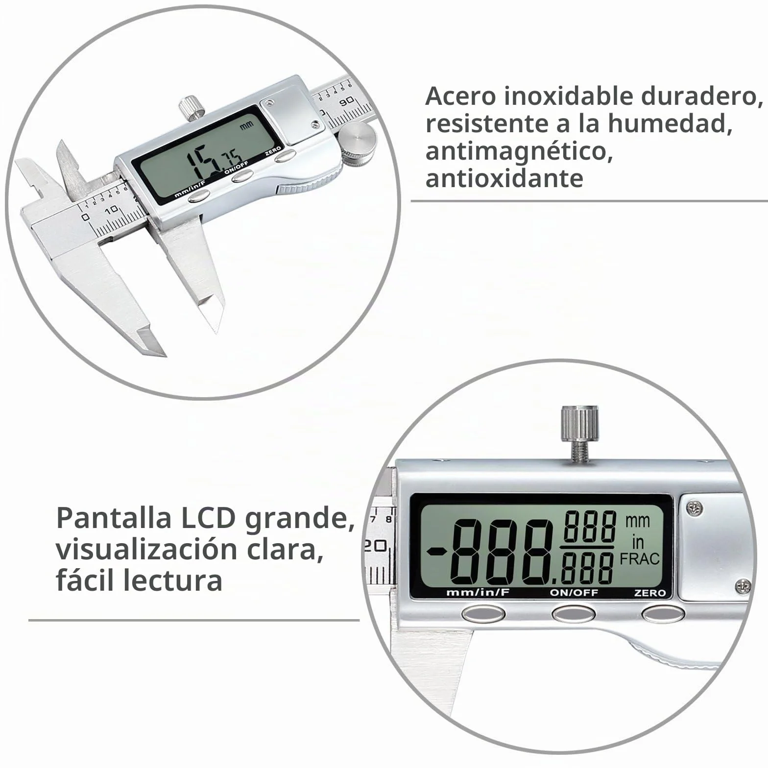 Proster Calibre Digital Pie de Rey 0-150mm 6 Pulgadas Calibrador Electrónico Acero Inoxidable