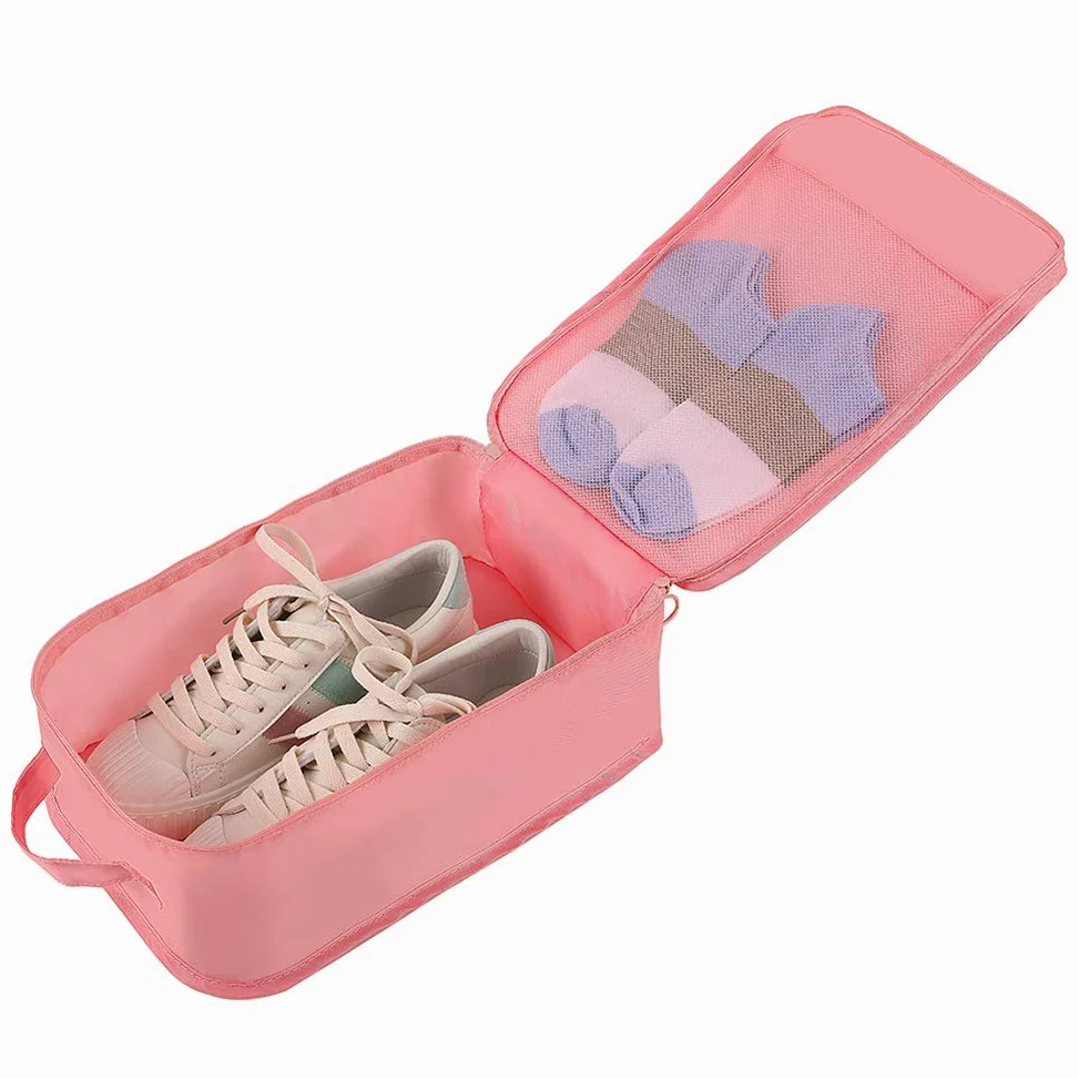 Belsmi - Juego de 8 Cubos de Embalaje con Bolsa para Zapatos - Organizador de Equipaje de Viaje (Rosa)