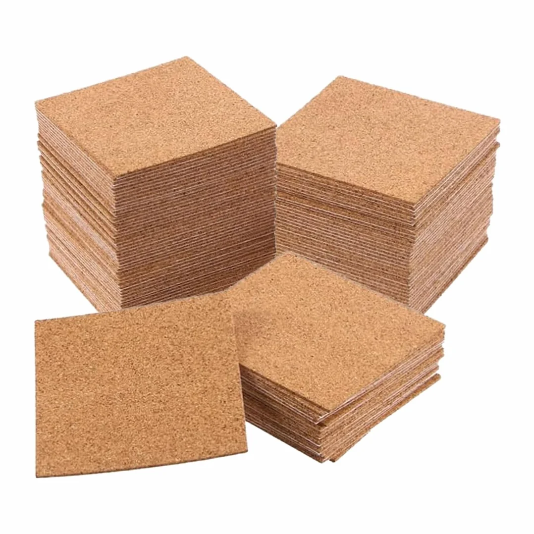 Placas de Corcho Autoadhesivas 10x10 cm, 50 Unidades para Proyectos Creativos de Bricolaje