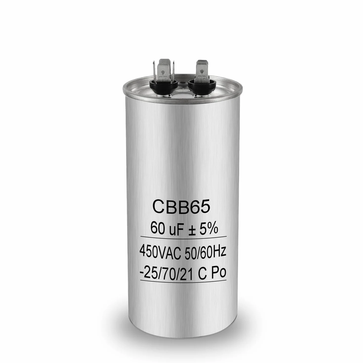 Iruihoo 60uF CBB65 Condensador de motor 450V CA 50/60Hz, 60µF arranque funcionamiento carcasa metálica