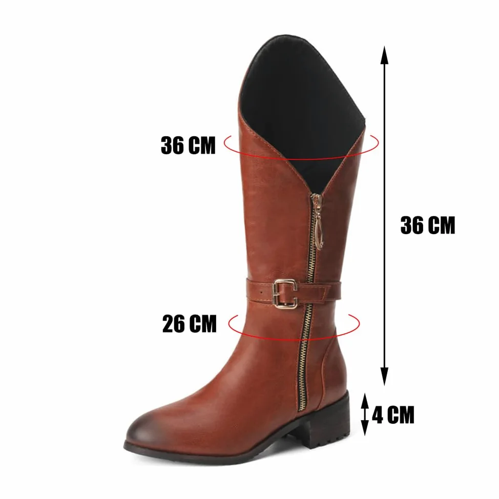 Mujer Planas Botas Altas hasta la Rodilla para Mujeres Botas de Montar de Cuero Sintético