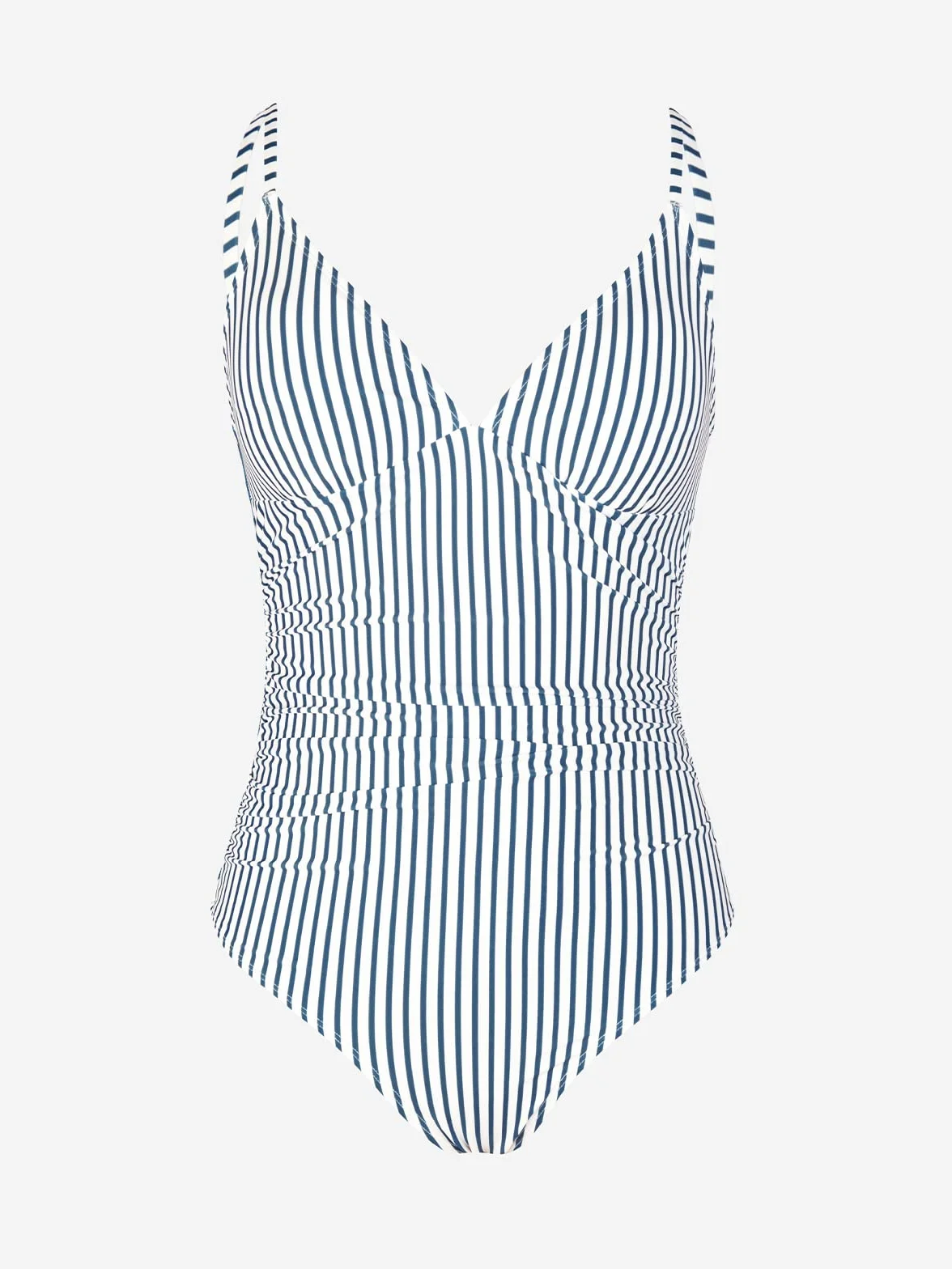 CUPSHE Traje de baño de una pieza para mujer, escote en V profundo, correas espaguetis ajustables, fruncido, frente, espalda baja, traje de baño