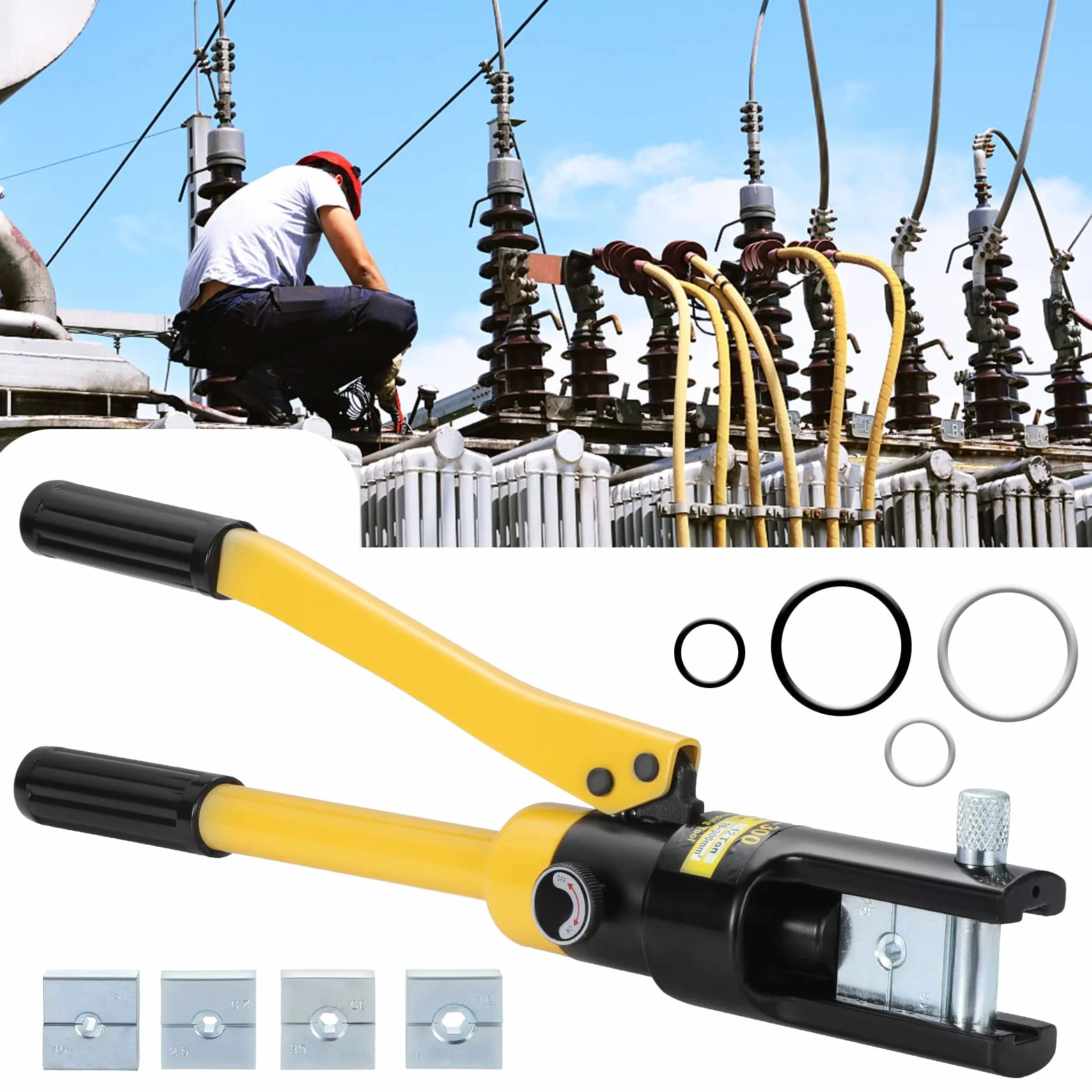 HSEAMALL Crimpadora Hidráulica 16 t 13 Matrices 8-300 mm²