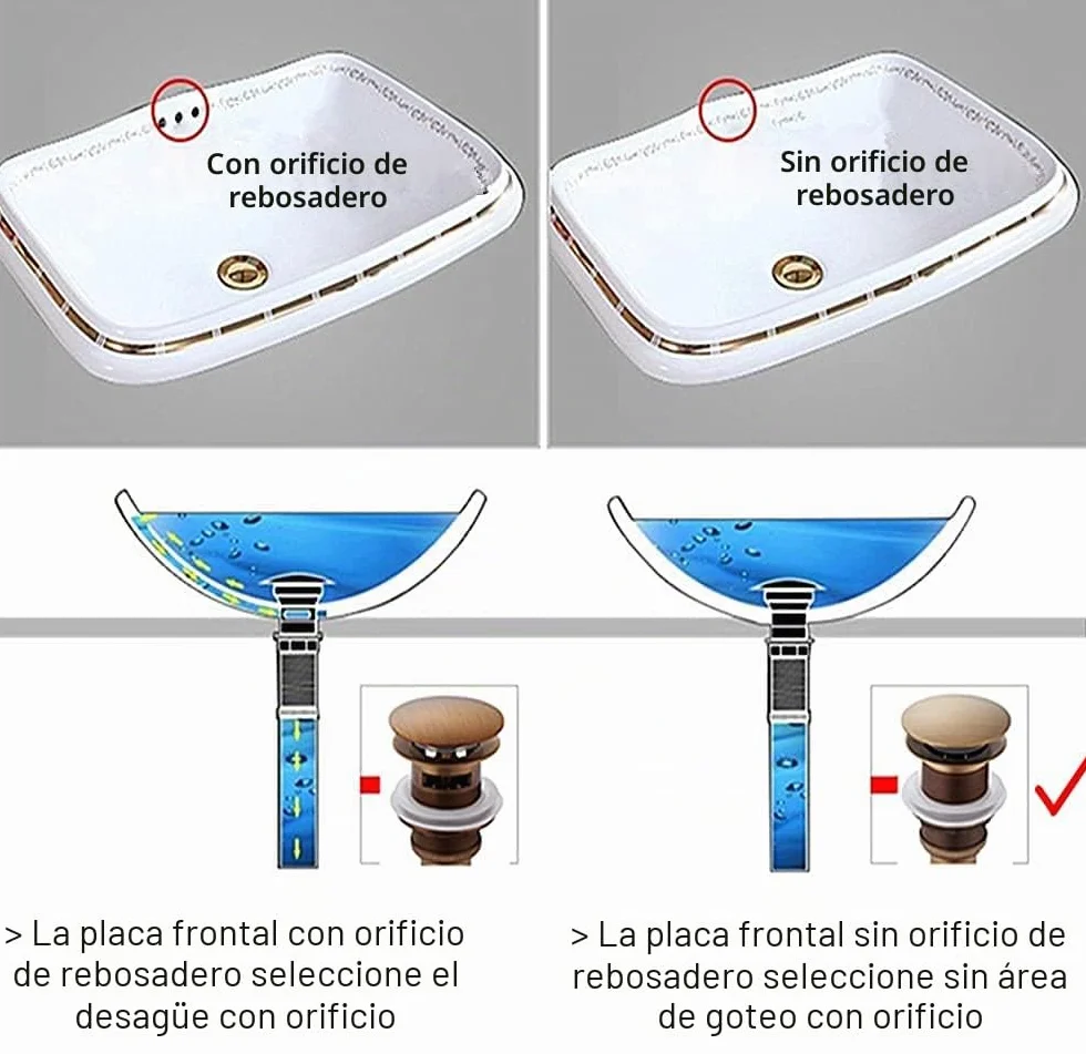 Juego de desagüe de latón válvula de Emergencia Antigua sin rebosadero para Ducha de Lavabo