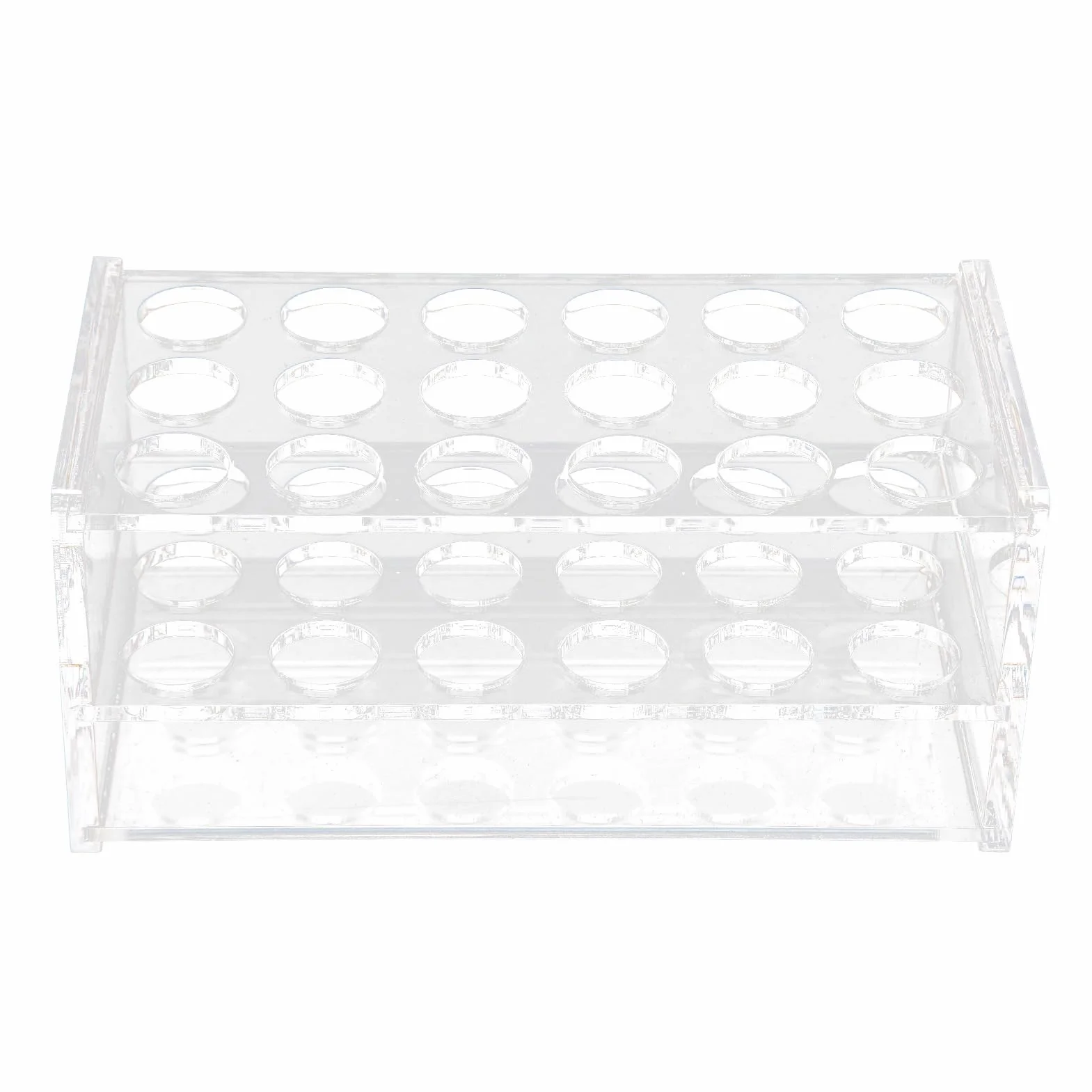Soporte para tubos de ensayo de acrílico 18 orificios 17 mm transparente