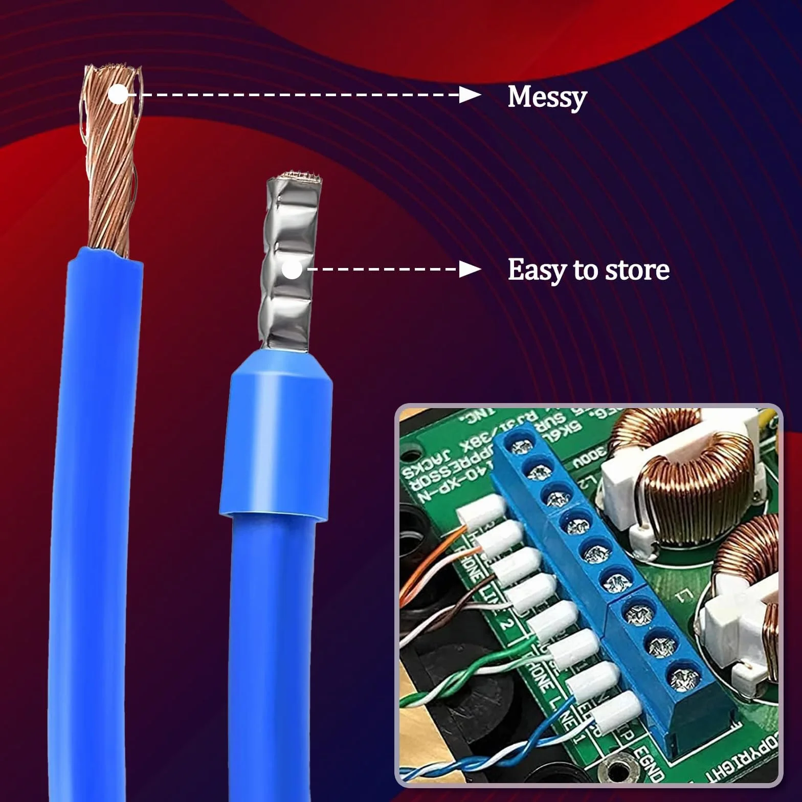 Crimpadora Automática de Cable 1300 Casquillos, Alicates Autoajustables 0,25-10 mm², Presión Cuadrada, Mango Ergonómico