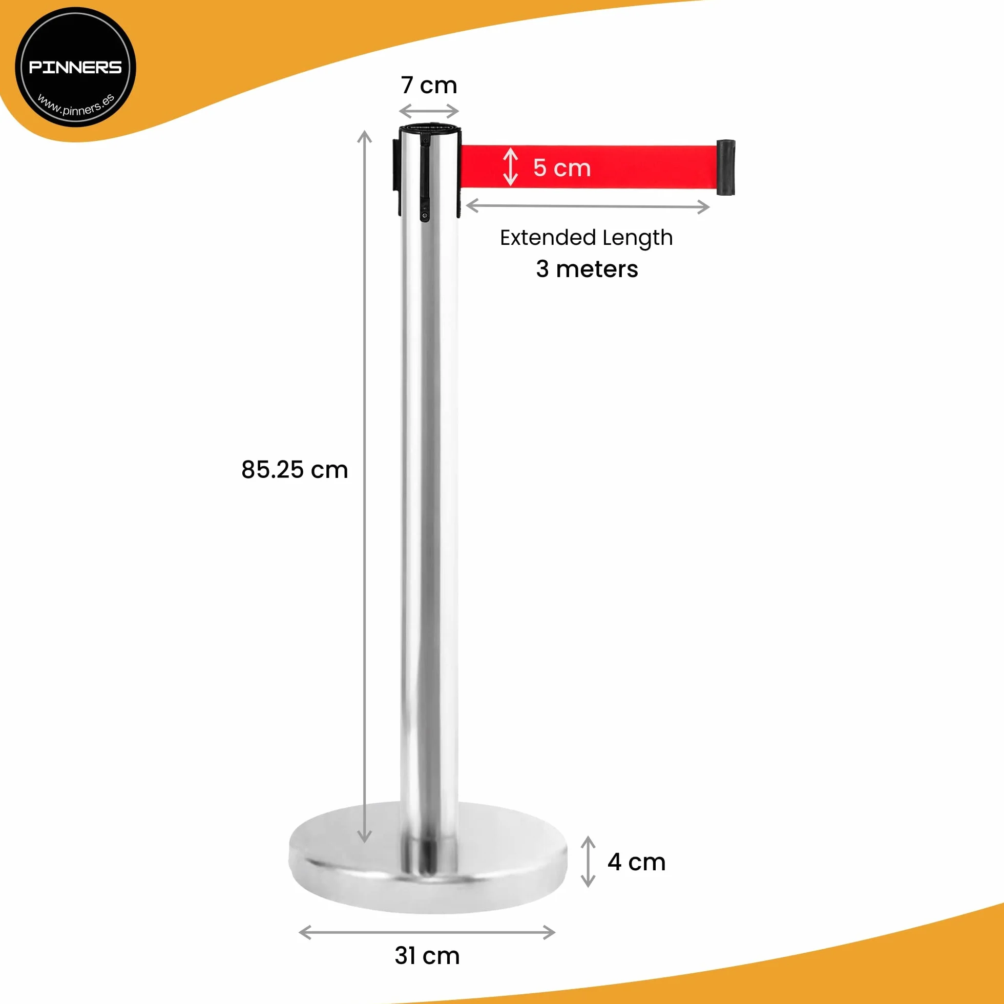 Poste Separador Cinta Extensible 3 m 2uds Barrera Delimitadora Prohibido el Paso