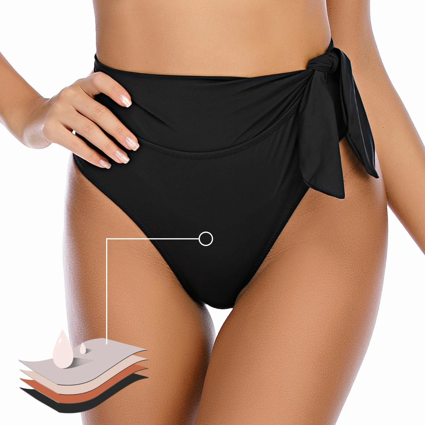 JFAN Bragas de Bikini Mujer Cintura Alta Ajustable Braguitas de Bikini Ruched Elegante Traje de baño Vientre Plano Pantalón Corto Surf