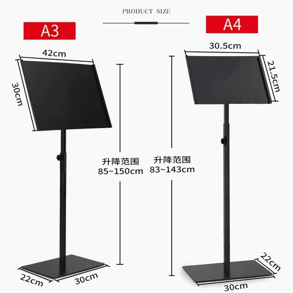 Soporte de Pedestal para Carteles Ajustable, Soporte de Carteles Resistente para exhibir en el Piso, Soportes para Carteles de exhibición de pie para Exteriores, Vista ve(Negro A4)