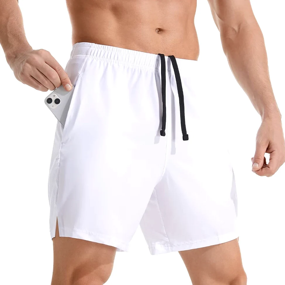 Pantalones cortos deportivos para correr para hombre, ligeros, de secado rápido, con bolsillos con cremallera