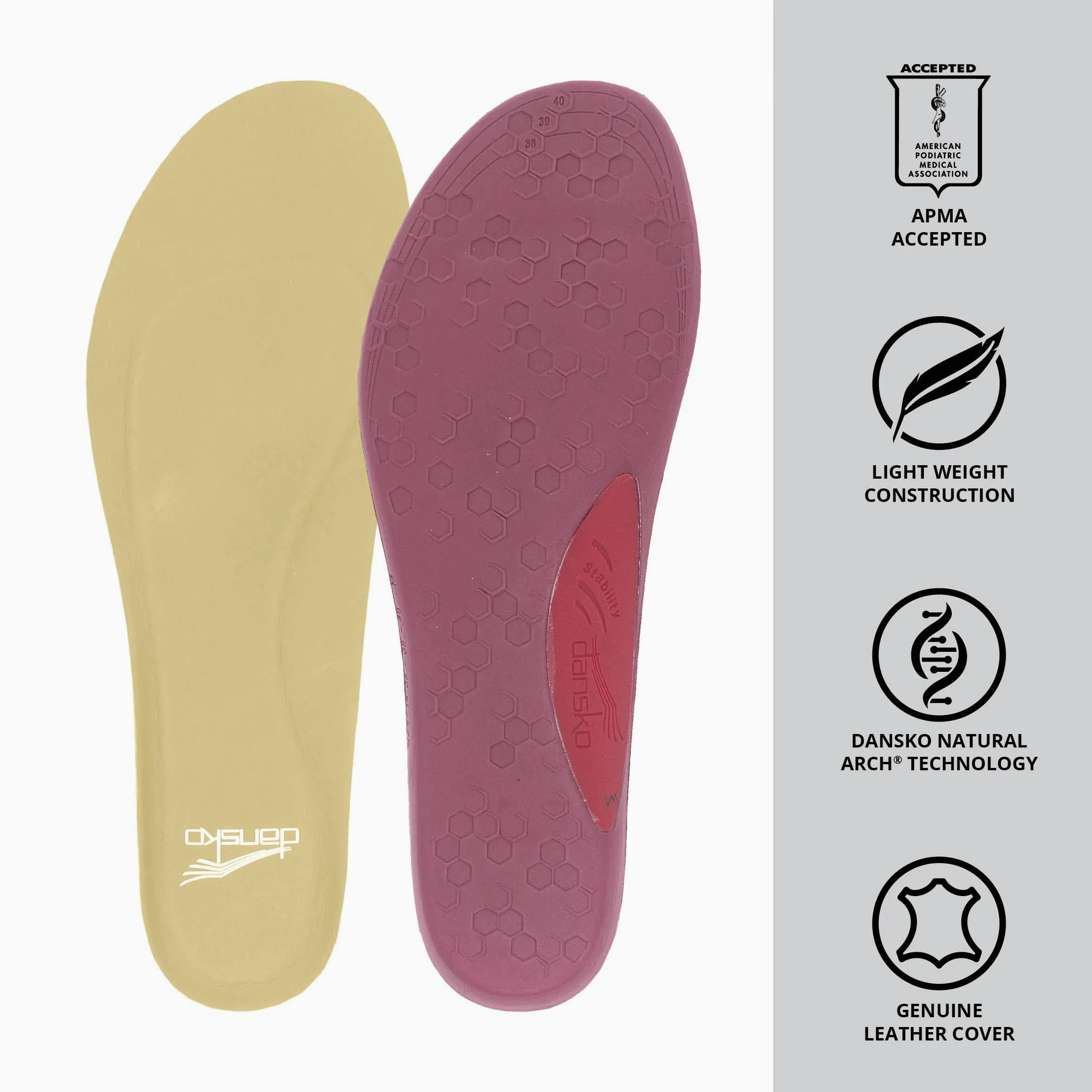 Dansko Plantilla cómoda para todo el día recortable para mujer con tecnología Dansko Natural Arch – EVA ligera para flexibilidad y suavidad, estabilizador de arco para apoyo durante todo el día