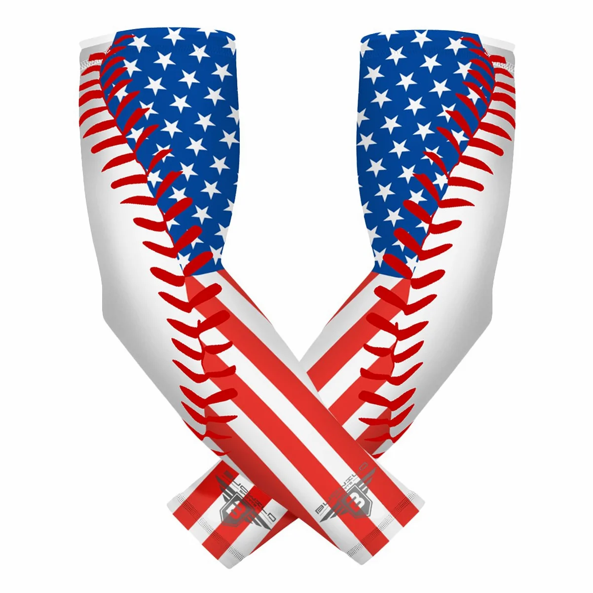 bucwild brazo mangas de compresión de deportes 1 par – 2 mangas tallas de jóvenes y adultos fútbol béisbol baloncesto ciclismo tenis, Baseball Thread-Flag Red White Blue