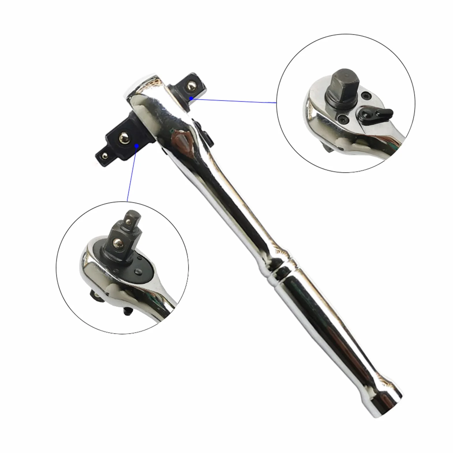 Llave de trinquete 1/2 3/8 1/4 pulgadas, acero al carbono, 72 dientes, reversible