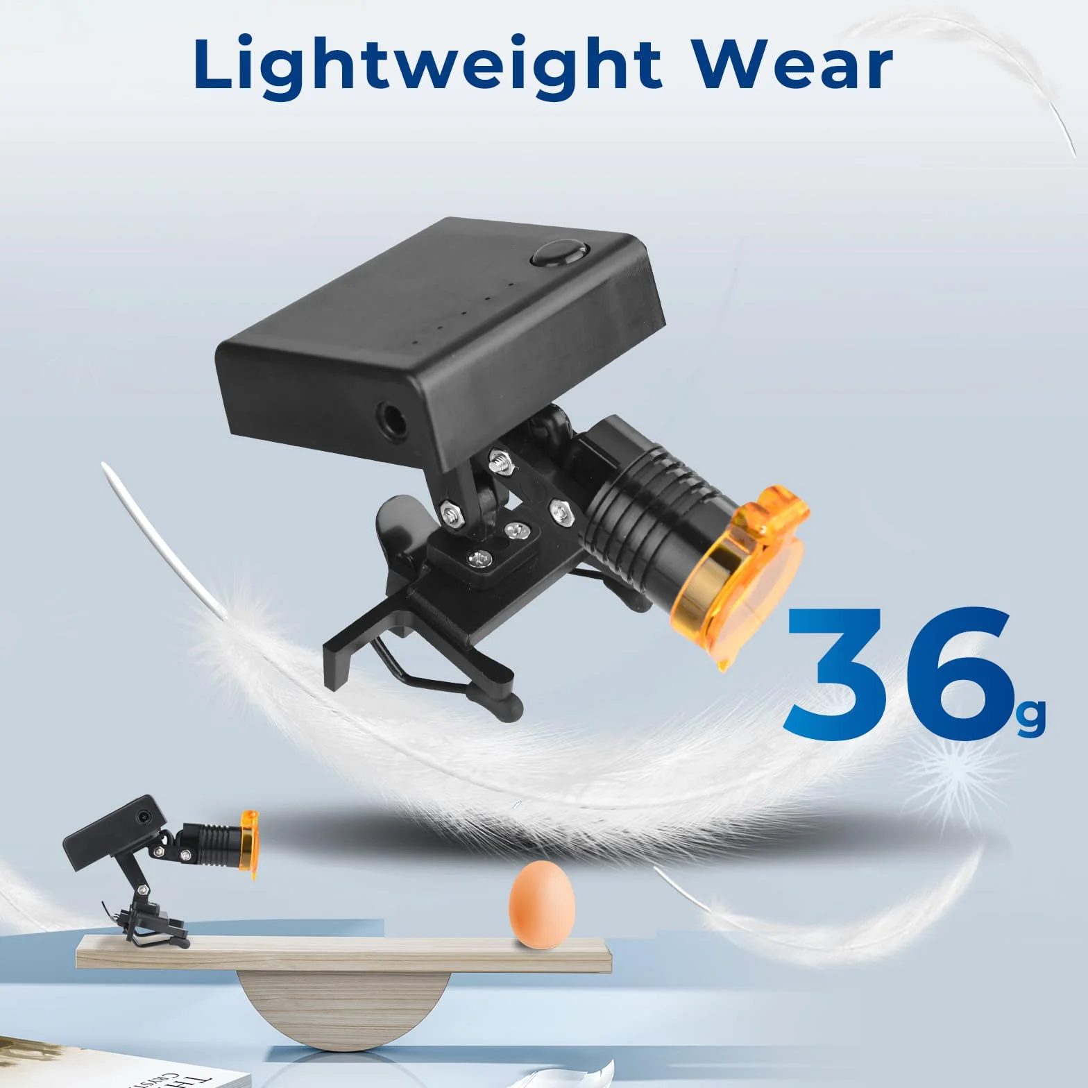 Linterna frontal LED inalámbrica 5W con filtro óptico y clip universal, incluye 2 baterías recargables