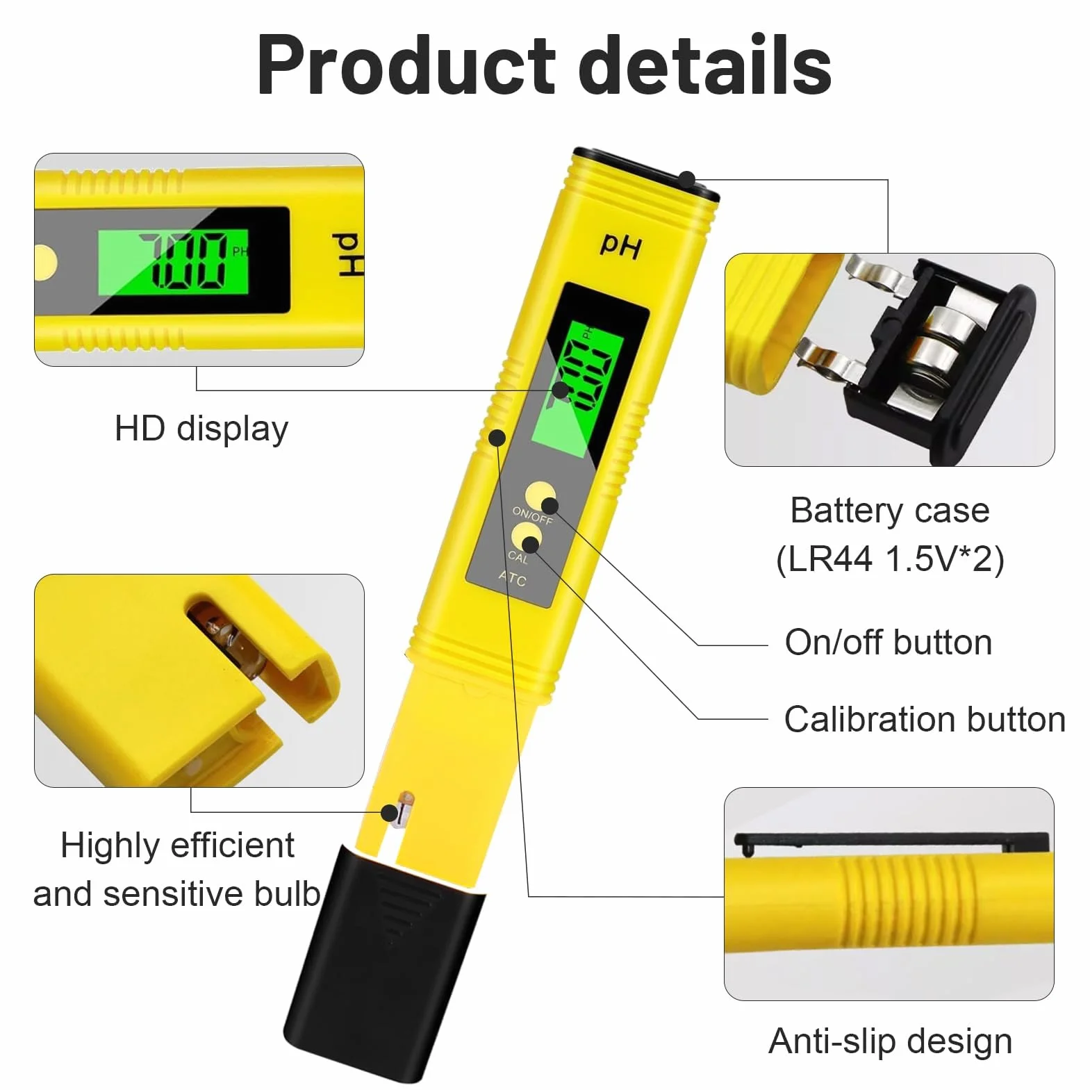 Medidor de PH Digital LCD Portátil Alta Precisión 0,01 0-14 N03-PH Acidity Meter
