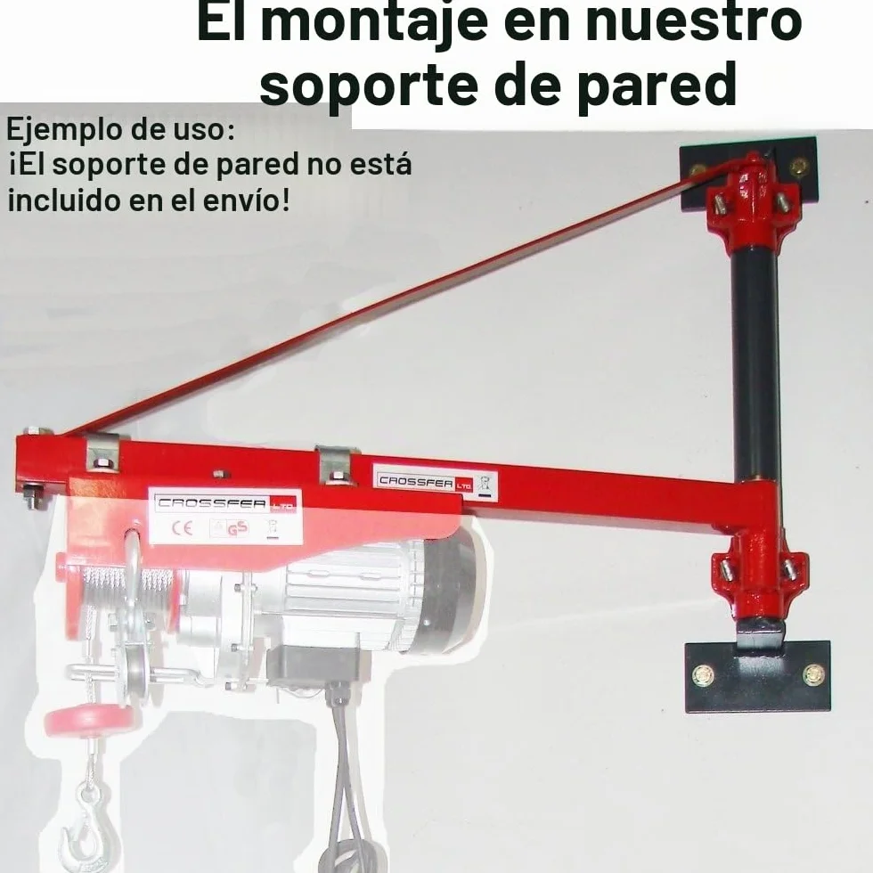 Brazo giratorio 600 kg 75 cm 250 kg 110 cm para cabrestante polipasto elevador fijación cuadrada andamios