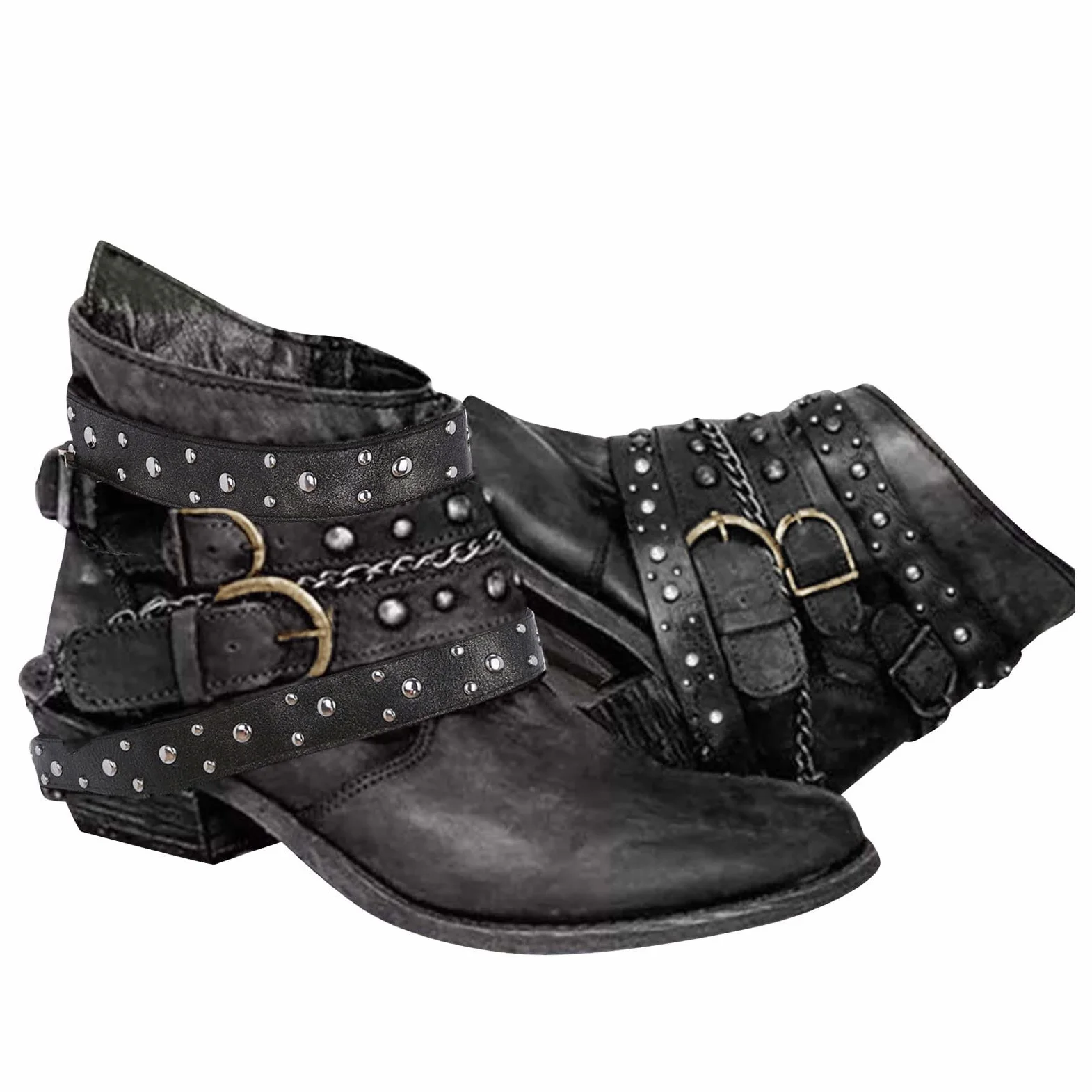 Botas de invierno para mujer Botines botin plano Diseno Moderno Estilo Acabado en Pico Cierre Lateral Cremallera deal Temporada Otono