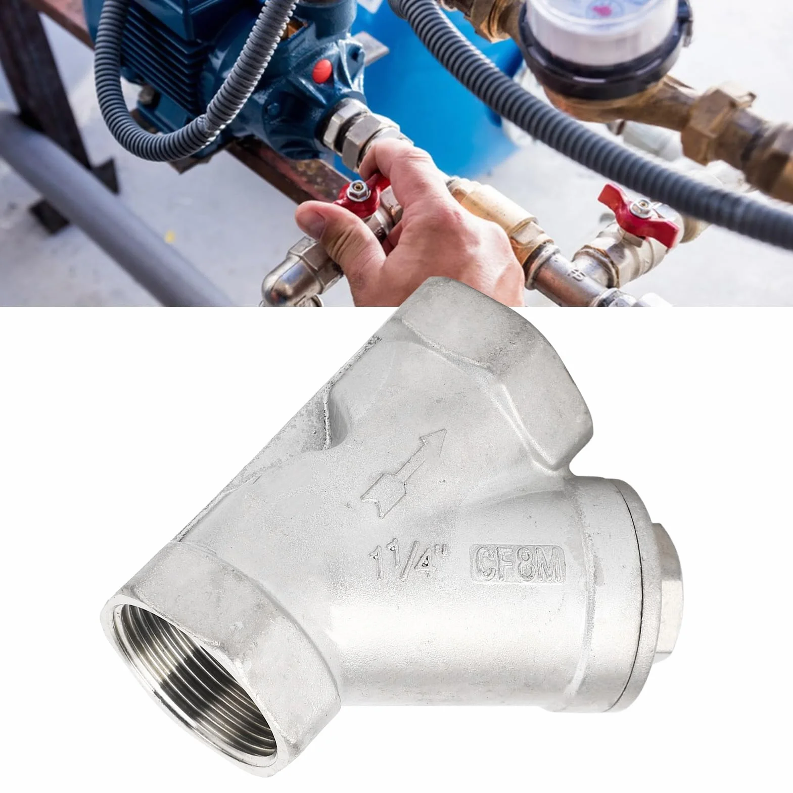 Filtro Tipo Y 1-1/4 Pulgadas DN32 Acero Inoxidable 304 Malla Doble Capa Válvula para Agua Petróleo Gas