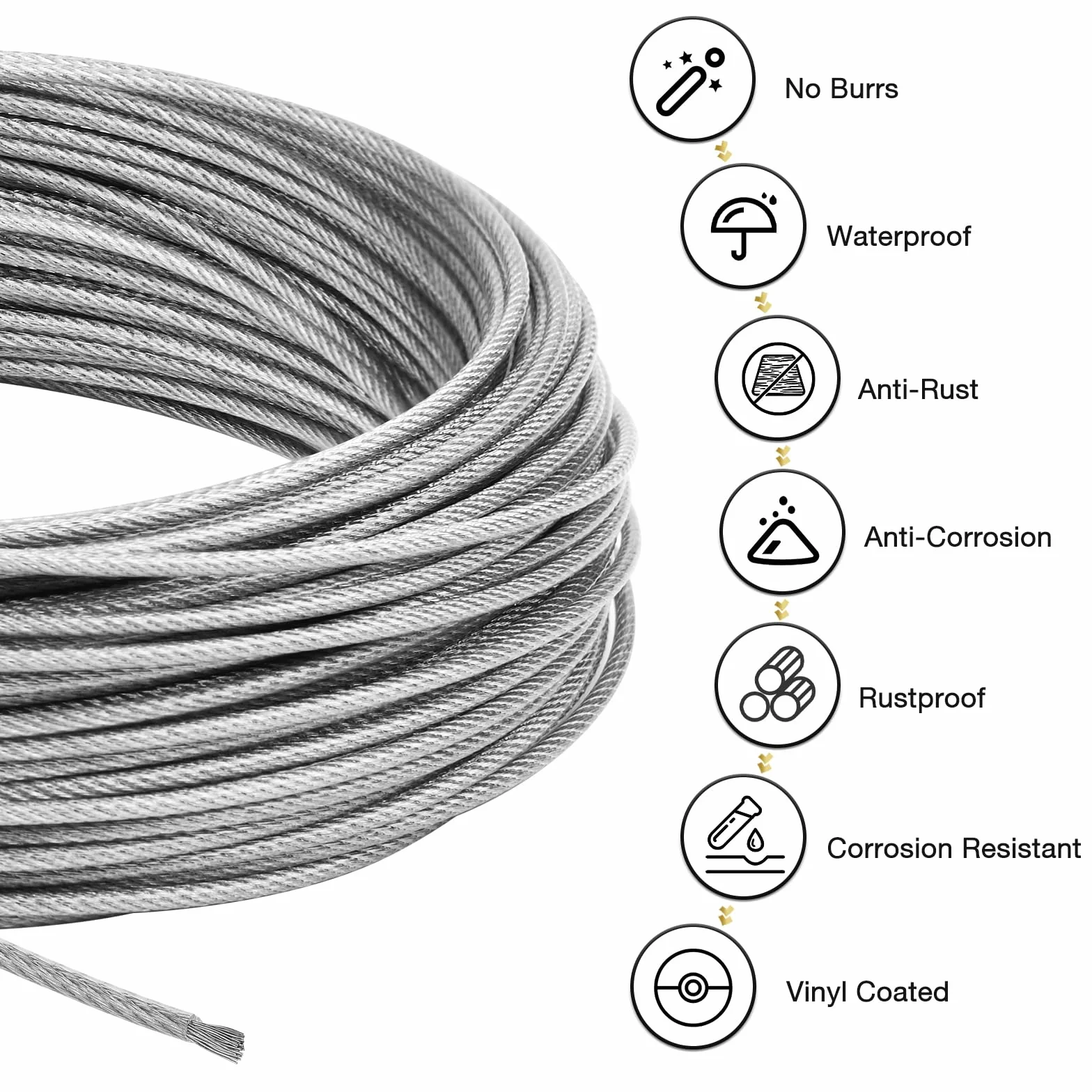 Cable de Cuerda de Acero Inoxidable 35m/2mm, M4 Tensores de Alambre Kit para Jardín Enrejado