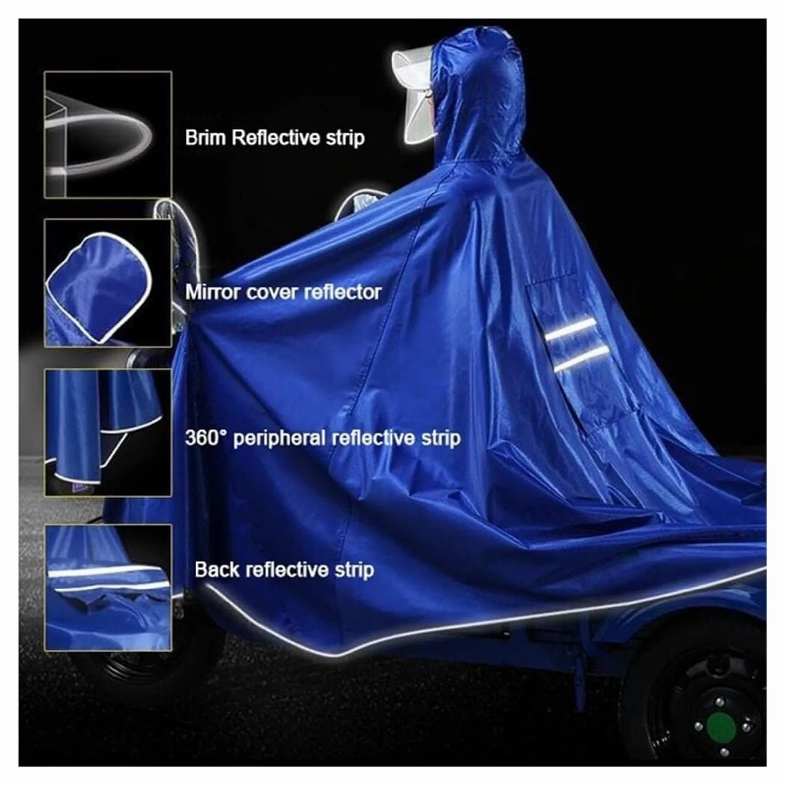 bicicleta eléctrica impermeable， Ponchos, Poncho de Lluvia for Triciclo de Motocicleta de Gran tamaño, Chubasquero Grueso, Poncho for Triciclo de Bicicleta eléctrica Simple/Doble, Scooter for Coche Vi