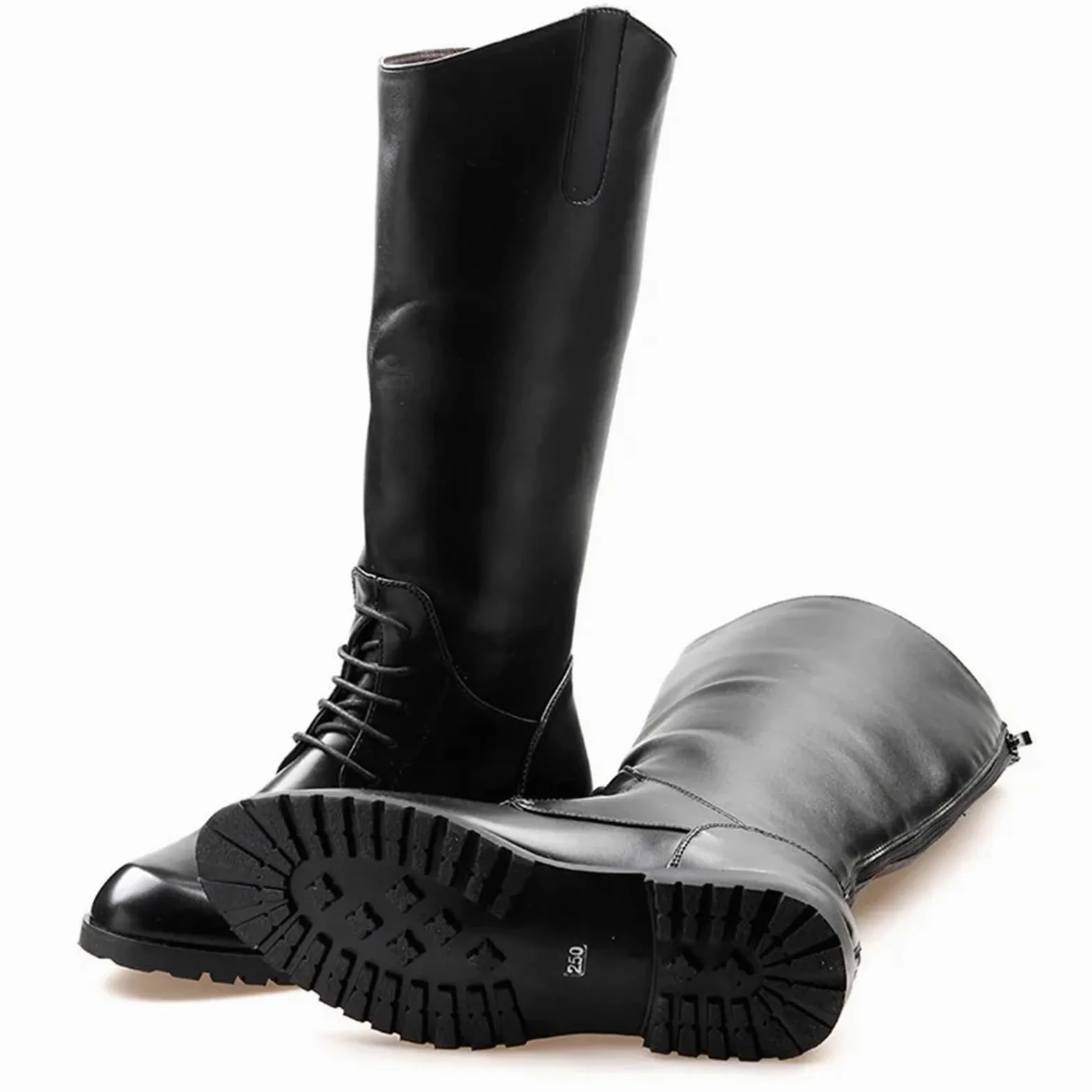Botas Vaqueras Hombre Botas altas informales de cuero con cremallera trasera for hombre, botas vaqueras largas caballero, montar, motociclista 37-46 Para viajar