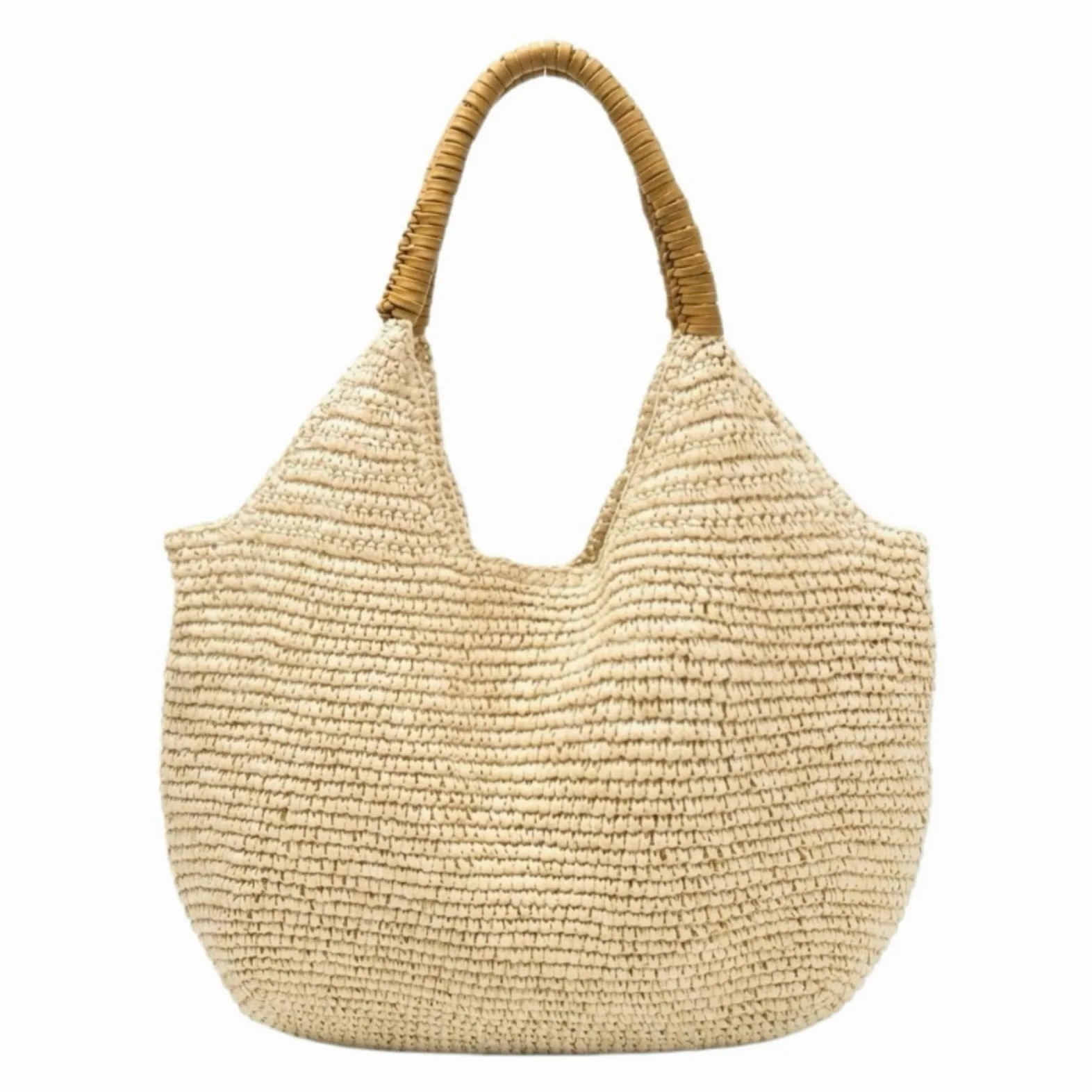Bolso Hombro Paja Negro Mano De Ganchillo Gran Capacidad Verano Playa Vacaciones Comprador-Black