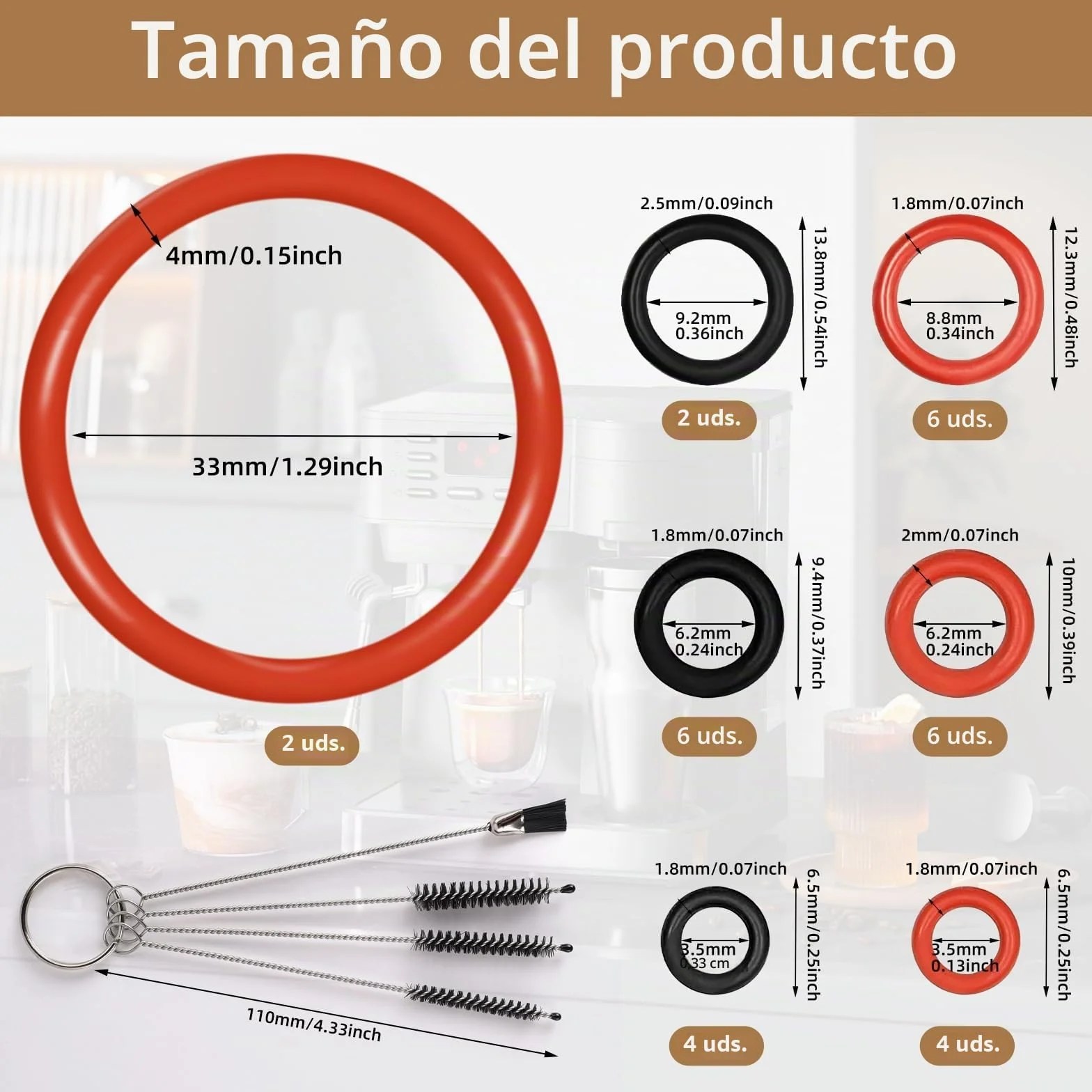 Junta tórica Philips Saeco 30 piezas juntas estanqueidad grupo infusor cepillo limpieza recambios cafetera automática
