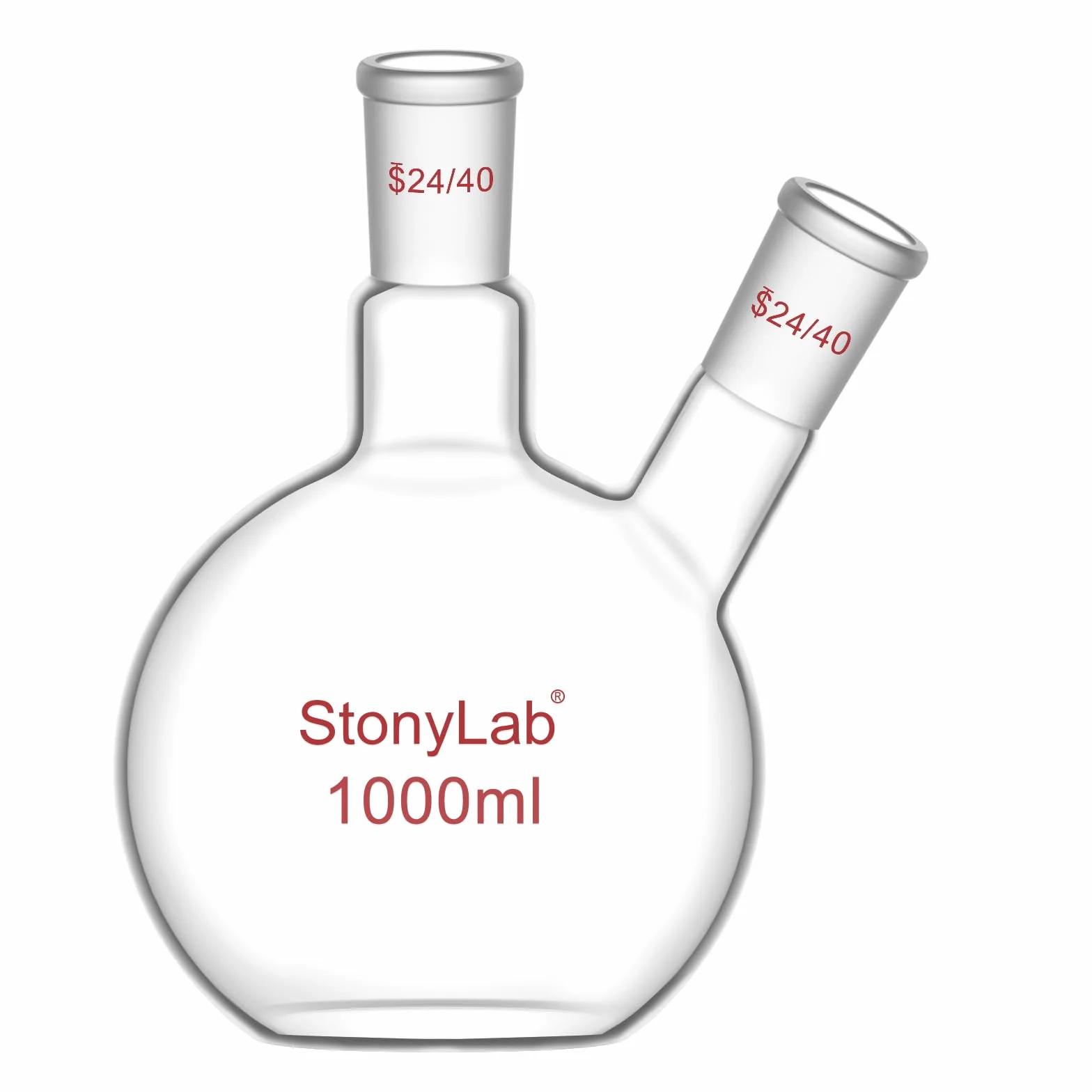 Stoneylab Matraz de Fondo Plano FBF 1000 ml, Vidrio de Borosilicato con Junta 24/40