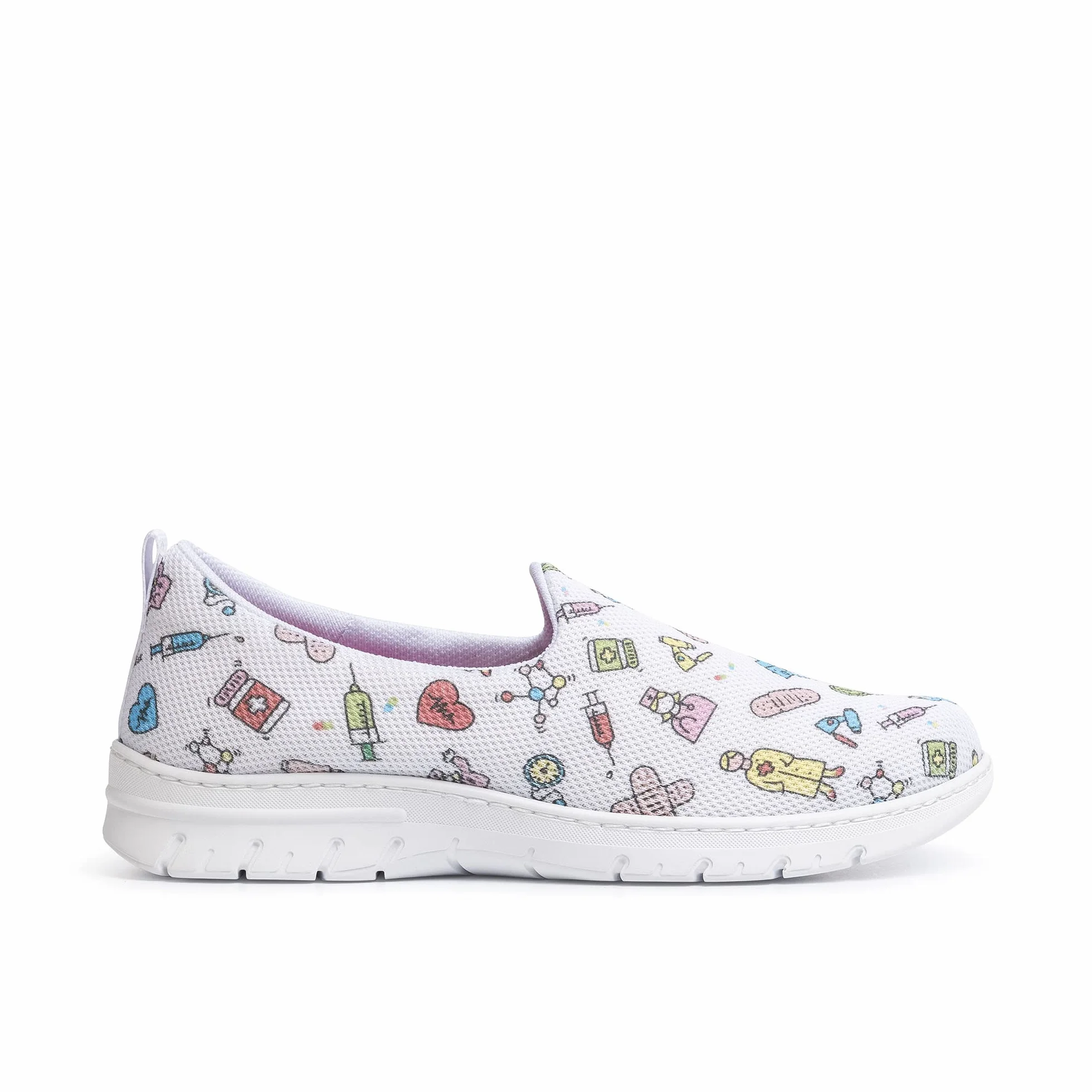 Dian Zapatillas de Trabajo ultraligeras, antibacterianas, Antideslizantes, Ideales para hospitales, Sanitarios, cocinas y Personas de Limpieza, Valencia Plus Estampado