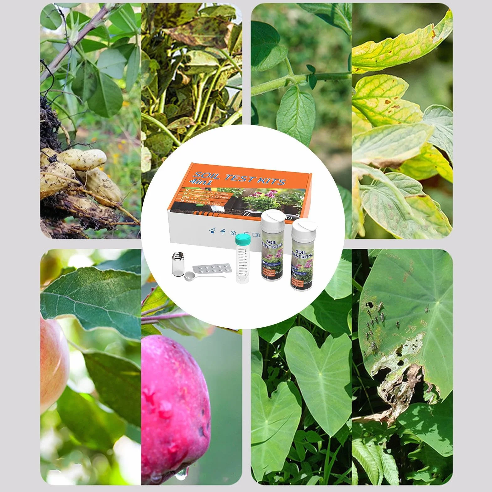 Kit de Análisis de Suelo para Jardín Analizador de Nutrientes 4 en 1