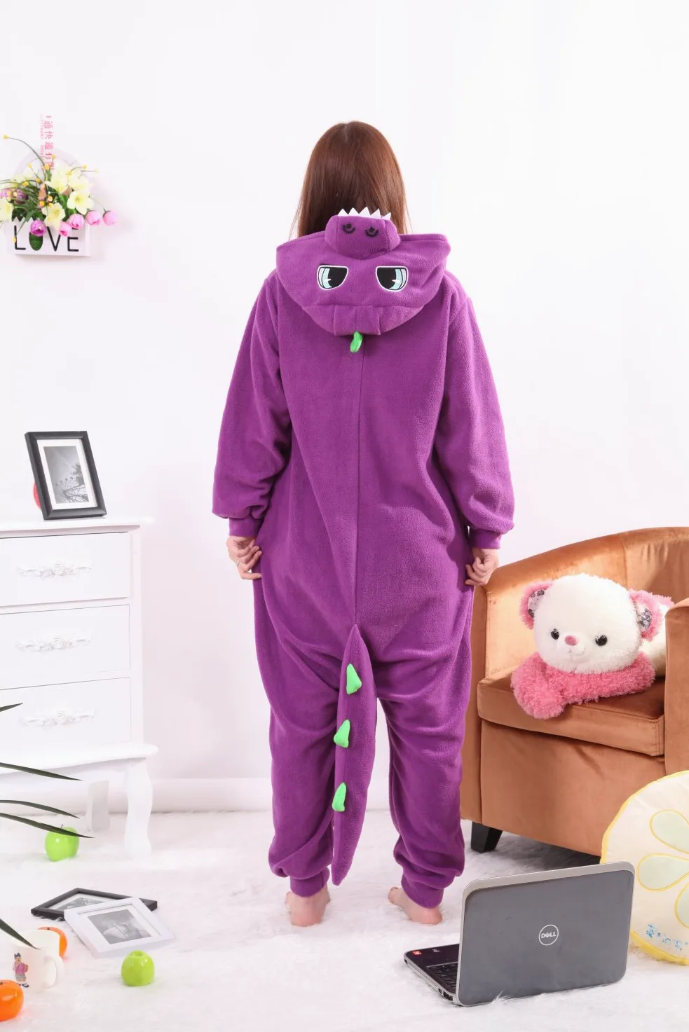 Honeystore Disfraz unisex de dinosaurio para cosplay de 1 pieza, pijama de Halloween