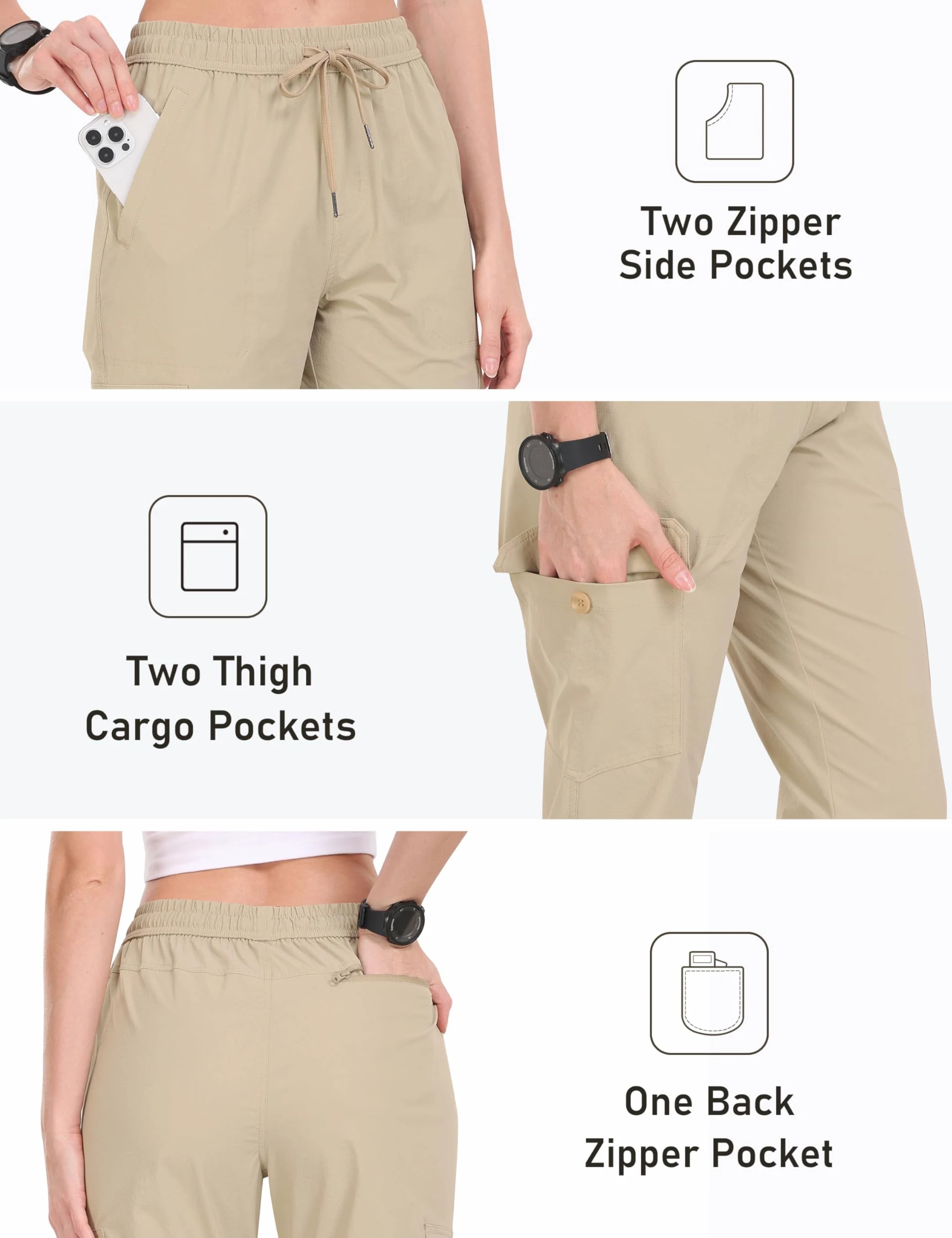 JINSHI Pantalones Senderismo Mujer Pantalón Cargo Trekking Joggers Verano Ligero Impermeable Pantalones Aire Libre Montaña Acampada Ocio Deportes