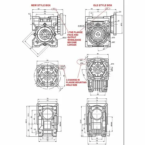 STEPPERONLINE Engranaje helicoidal 10:1 NMRVS40, 14 mm diámetro del eje de entrada