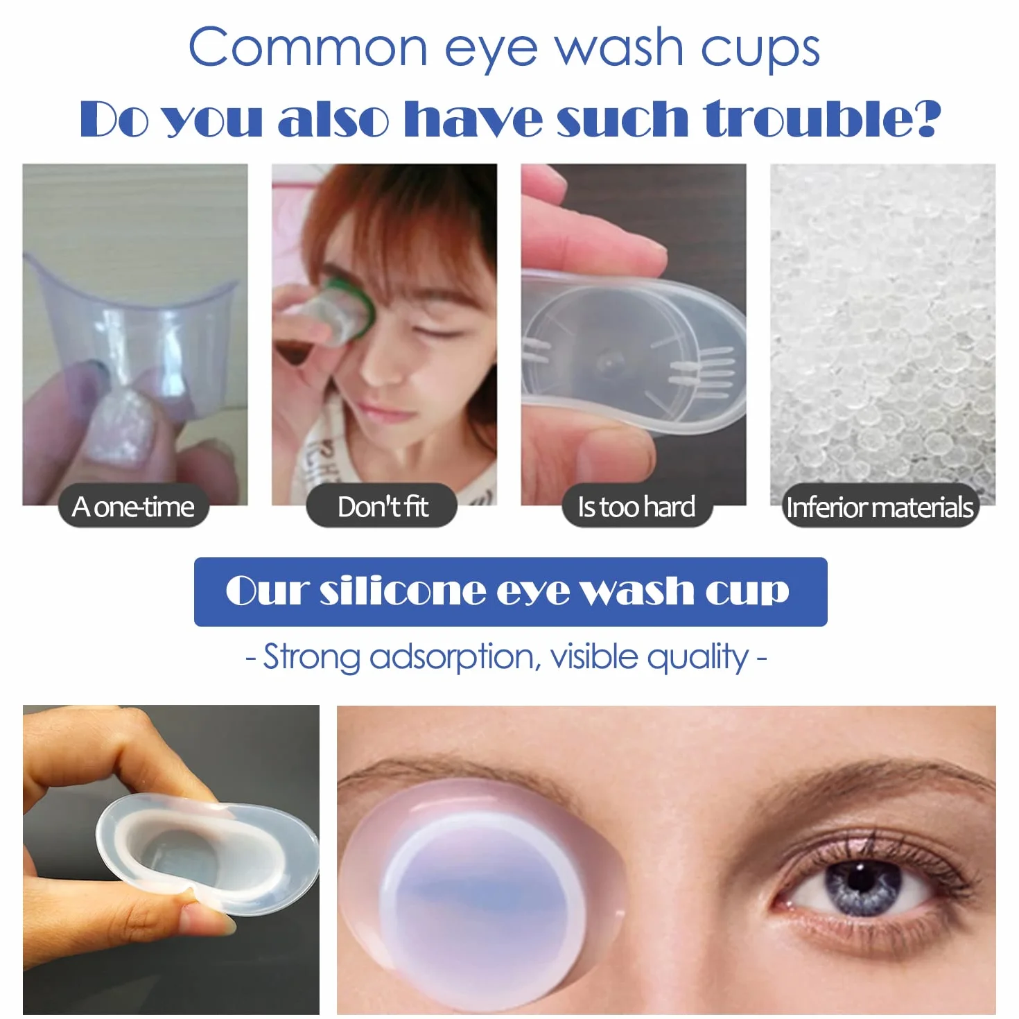 Copa Lavaojos de Silicona 8 ml Blanco Lechoso 4 Piezas con Graduaciones